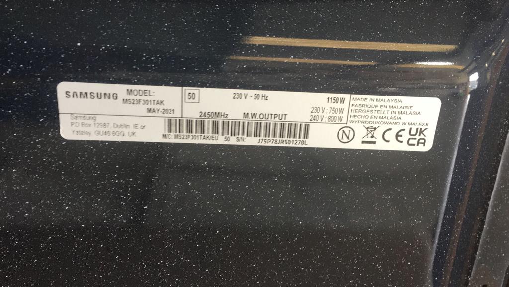 Samsung MS23F301TAK Solo Microwave, 800W, 23 Litre, Black
