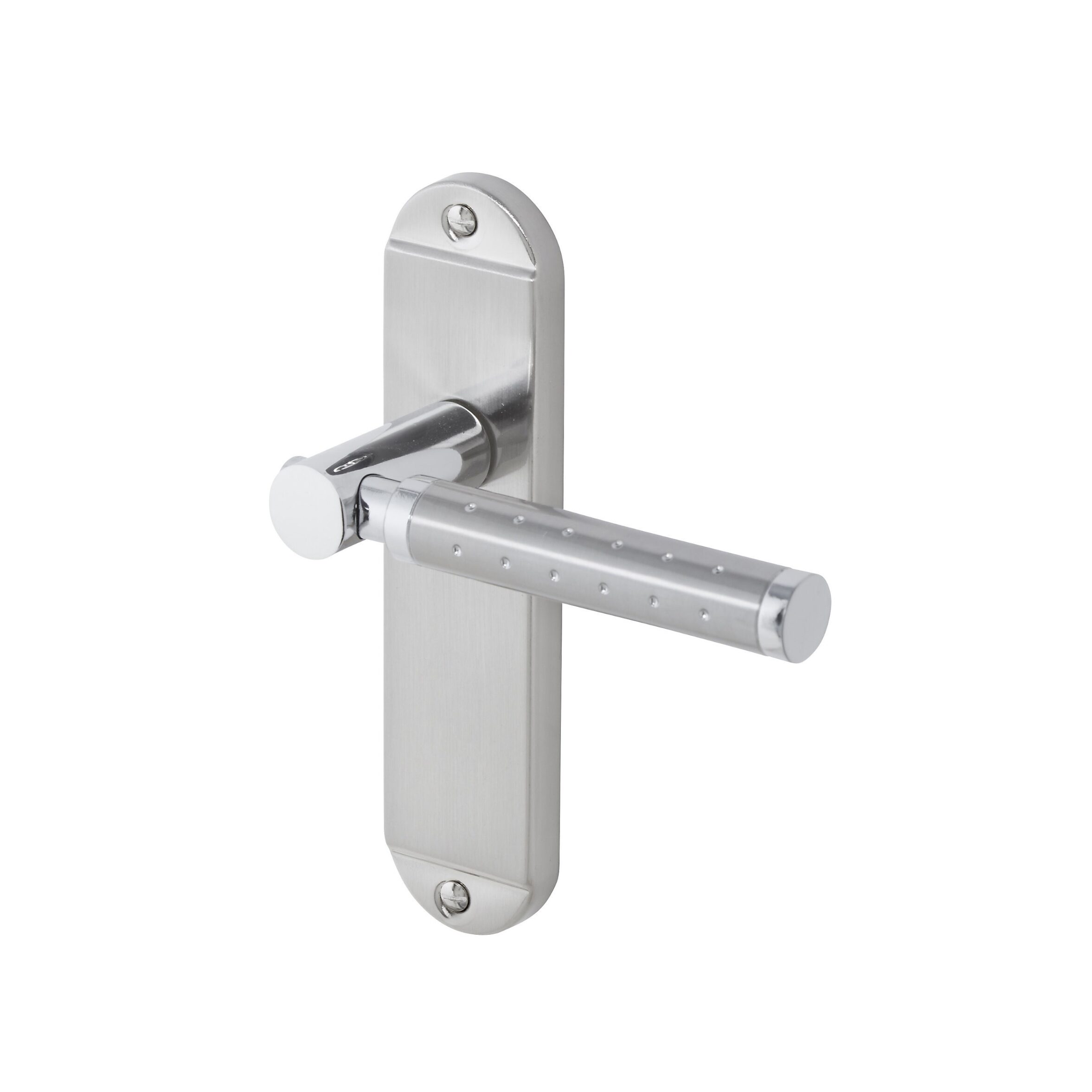 Colours Brigg Satin Nickel effect Aluminium & steel Straight Latch Door handle (L)132.8mm 8754