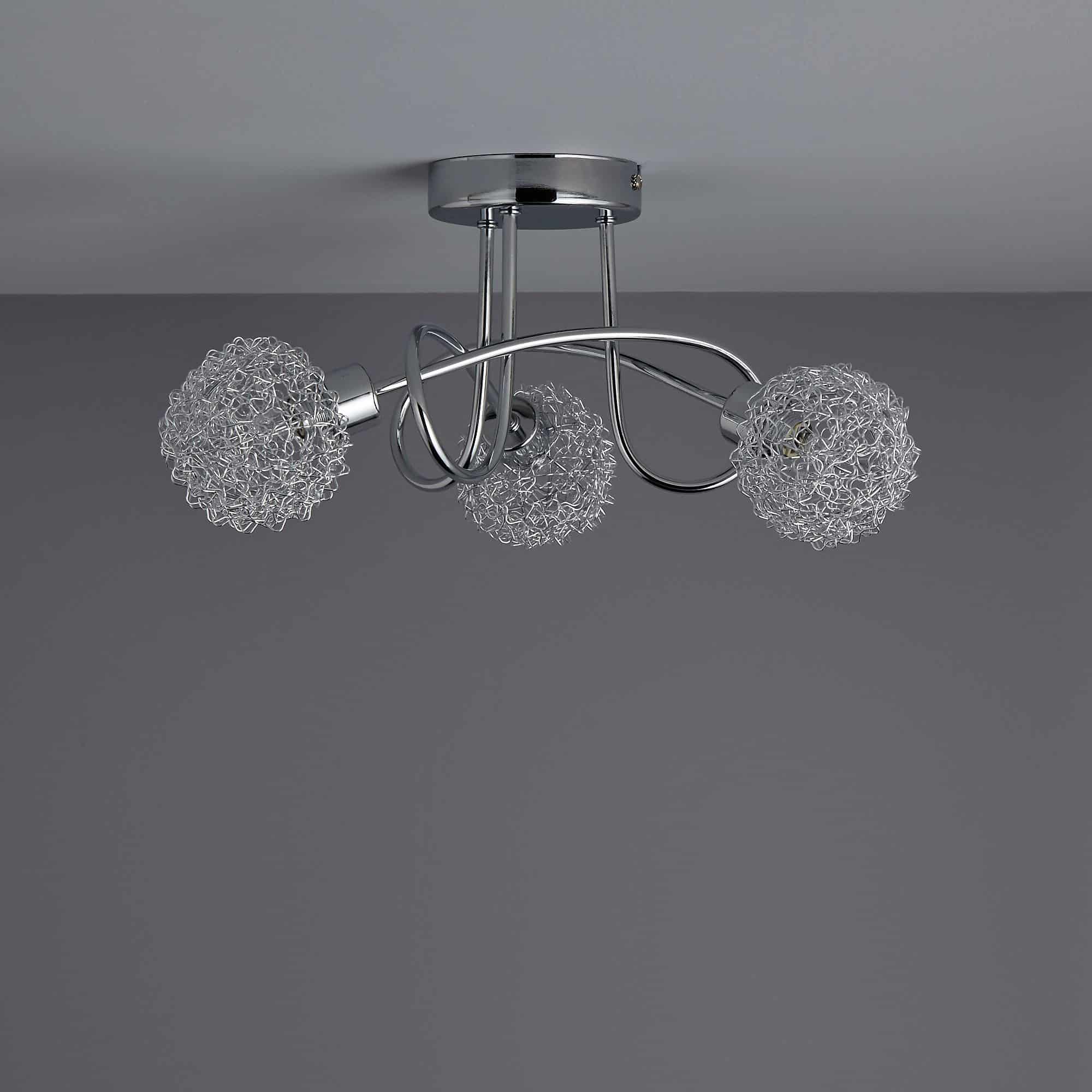 Colours Caelus Brushed Metal Chrome effect 3 Lamp Ceiling light-2044