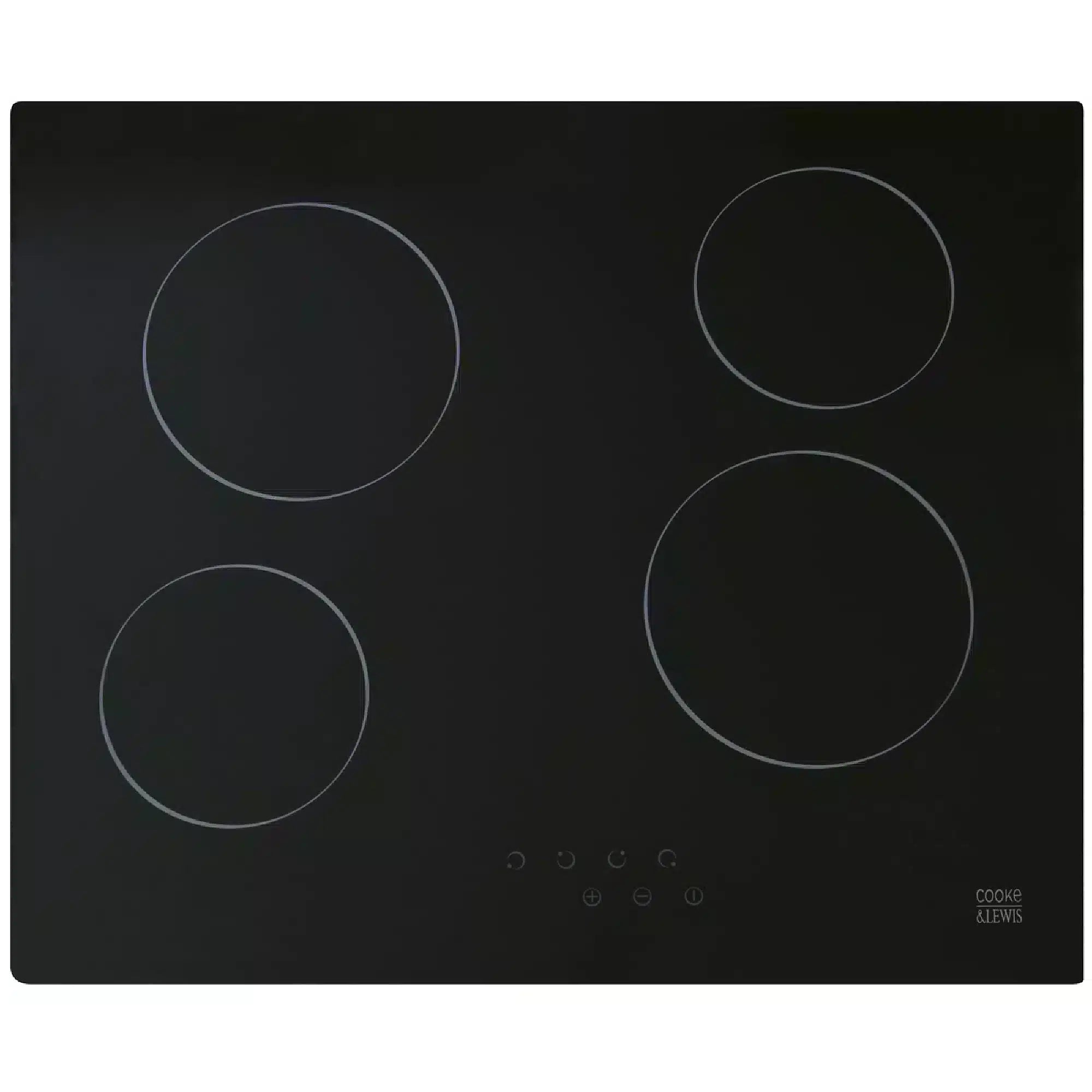 Cooke & Lewis CLCER60A 4 Zone Black Glass Ceramic Hob, (W)590mm 9517