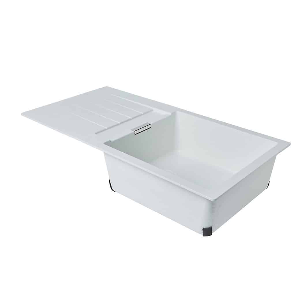 Cooke & Lewis Galvani White Granite 1 Bowl Sink & drainer (W)500mm x (L)1000mm-1235