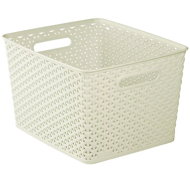 Curver My style White rattan effect Plastic Nestable Storage basket (H)22cm (W)30cm-2479