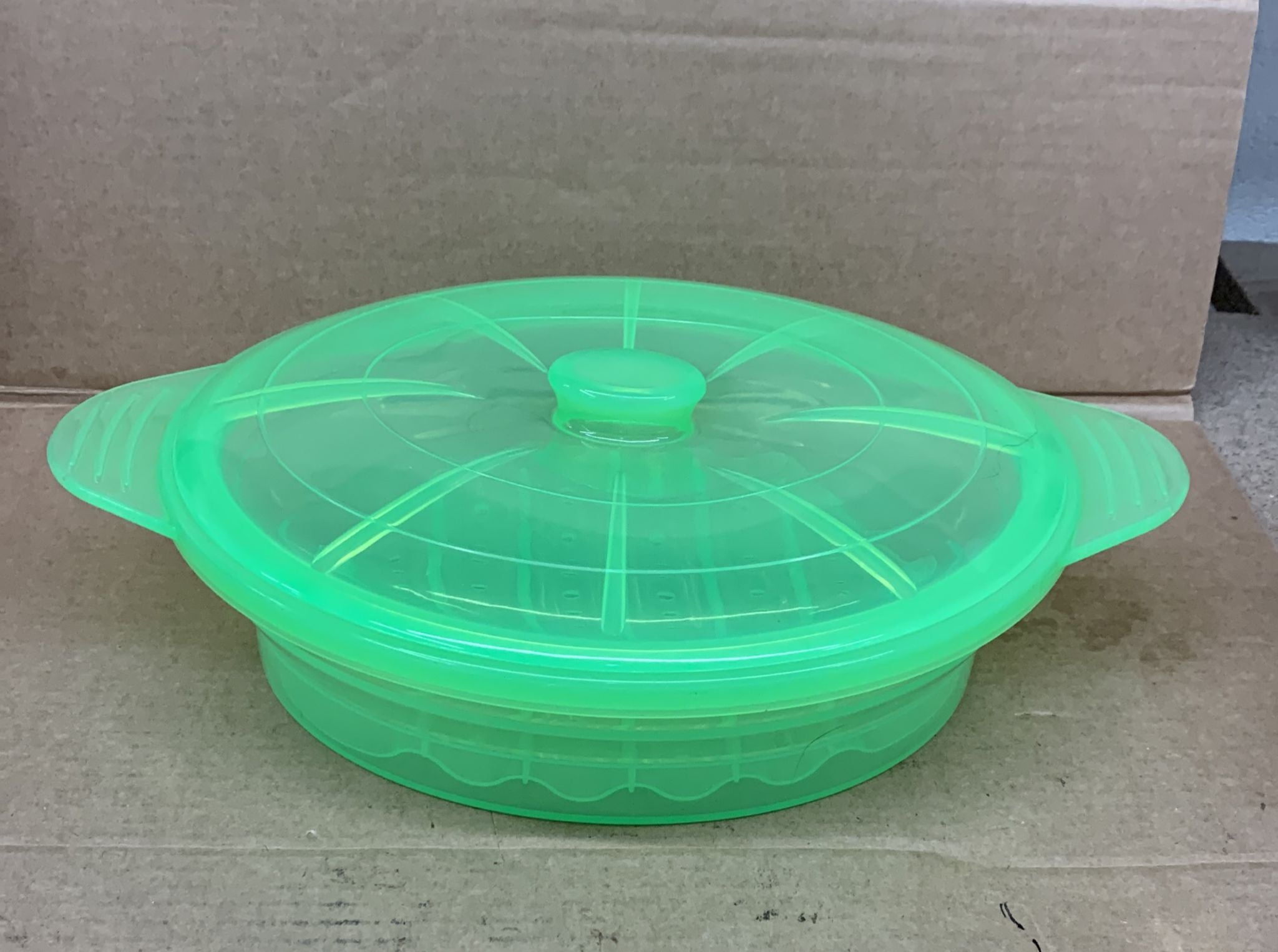 Small Microwave Steamer, Silicone Steamer-Green-9571