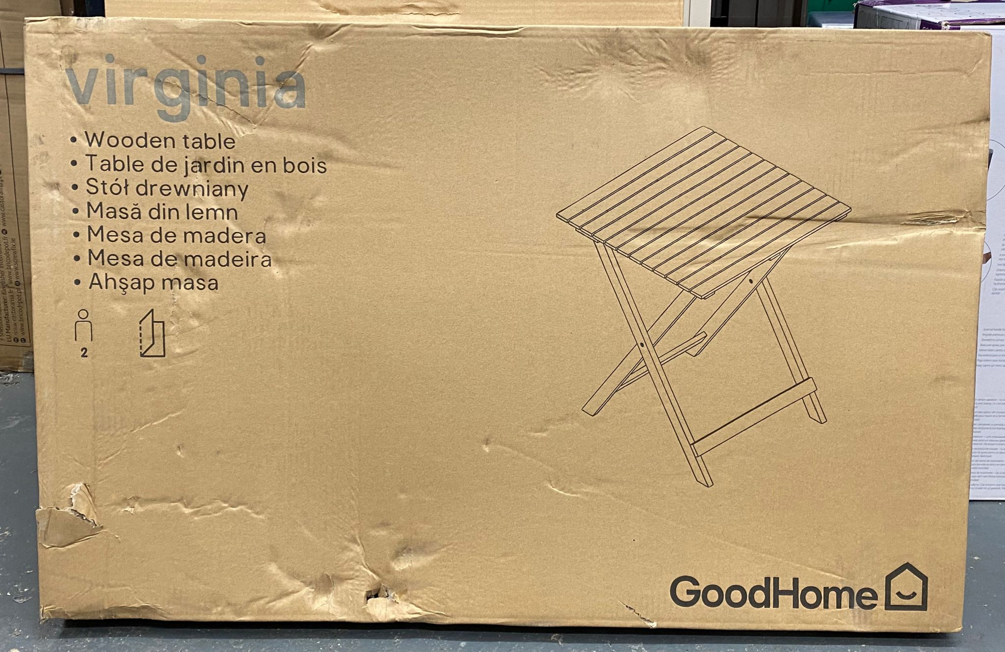 GoodHome Virginia Acacia Wooden Foldable 2 seater Table - Wooden Garden Table 4629D