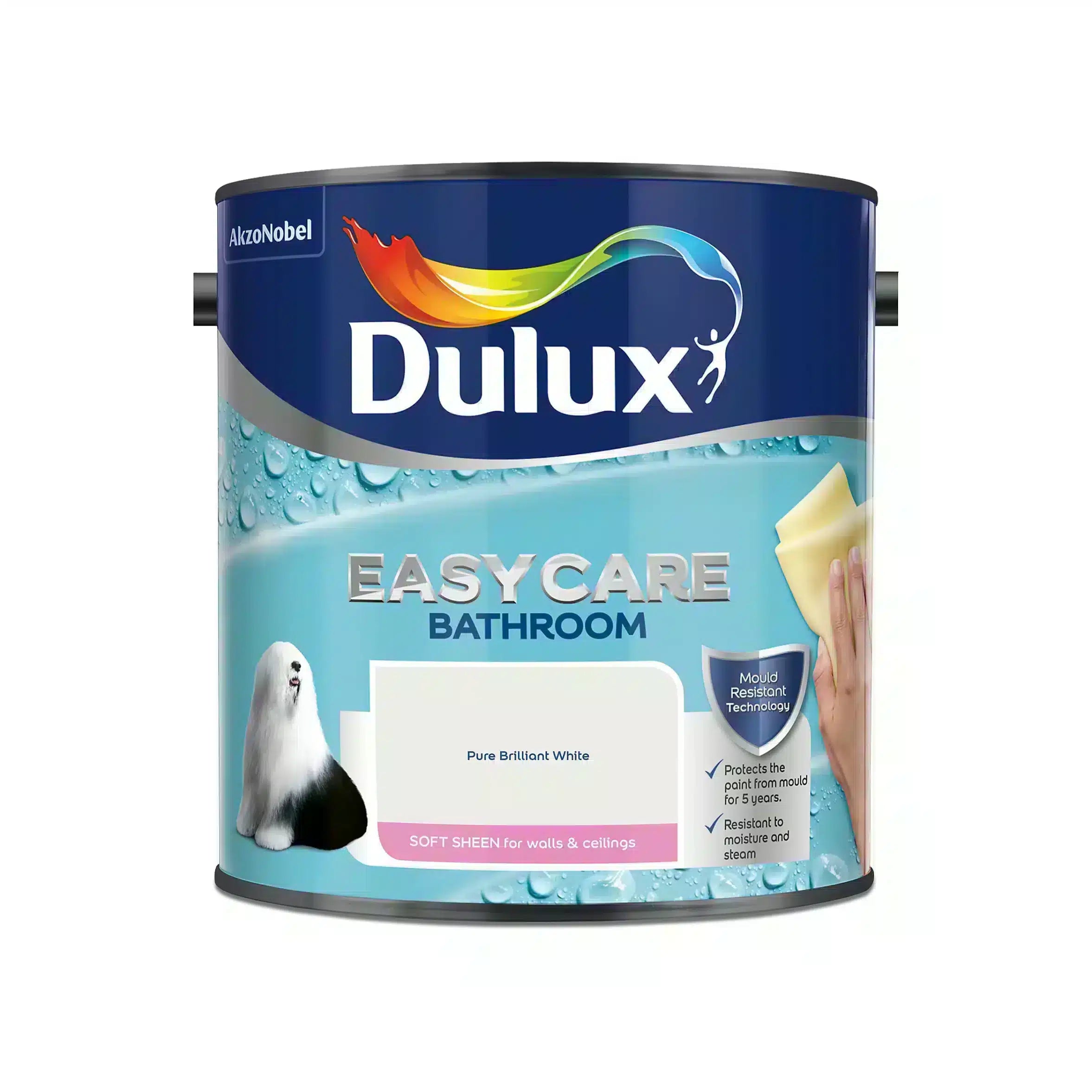 Dulux Easycare white Soft sheen Emulsion paint, 2.5L 5977