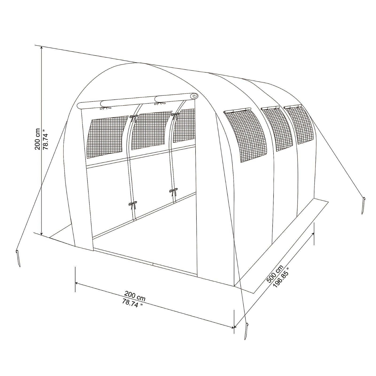 10m² Polytunnel greenhouse flexible Plastic Polytunnel - Light Structure - Easy Access - Vent Window