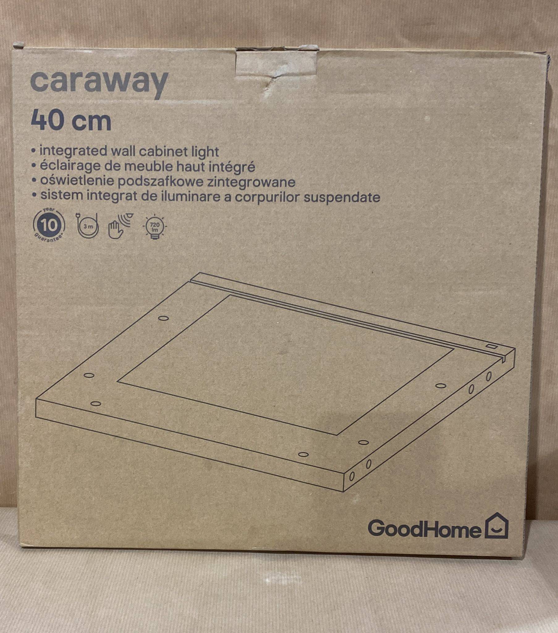 GoodHome Caraway Mains-powered LED Cool white & warm Cabinet light 364mm Without Power lead - 0788
