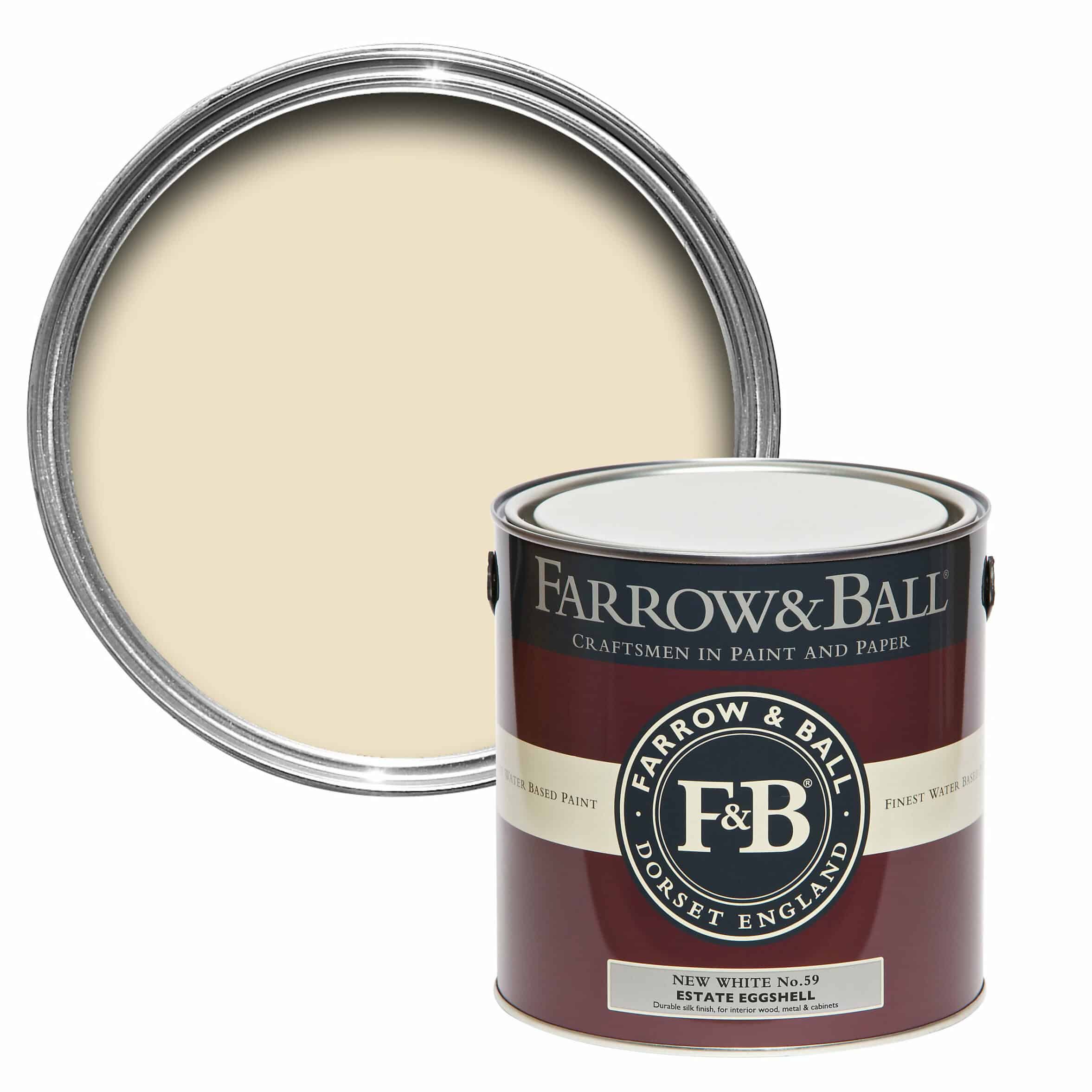 Farrow & Ball Estate New white No.59 Eggshell Metal & wood paint, 2.5L-5925
