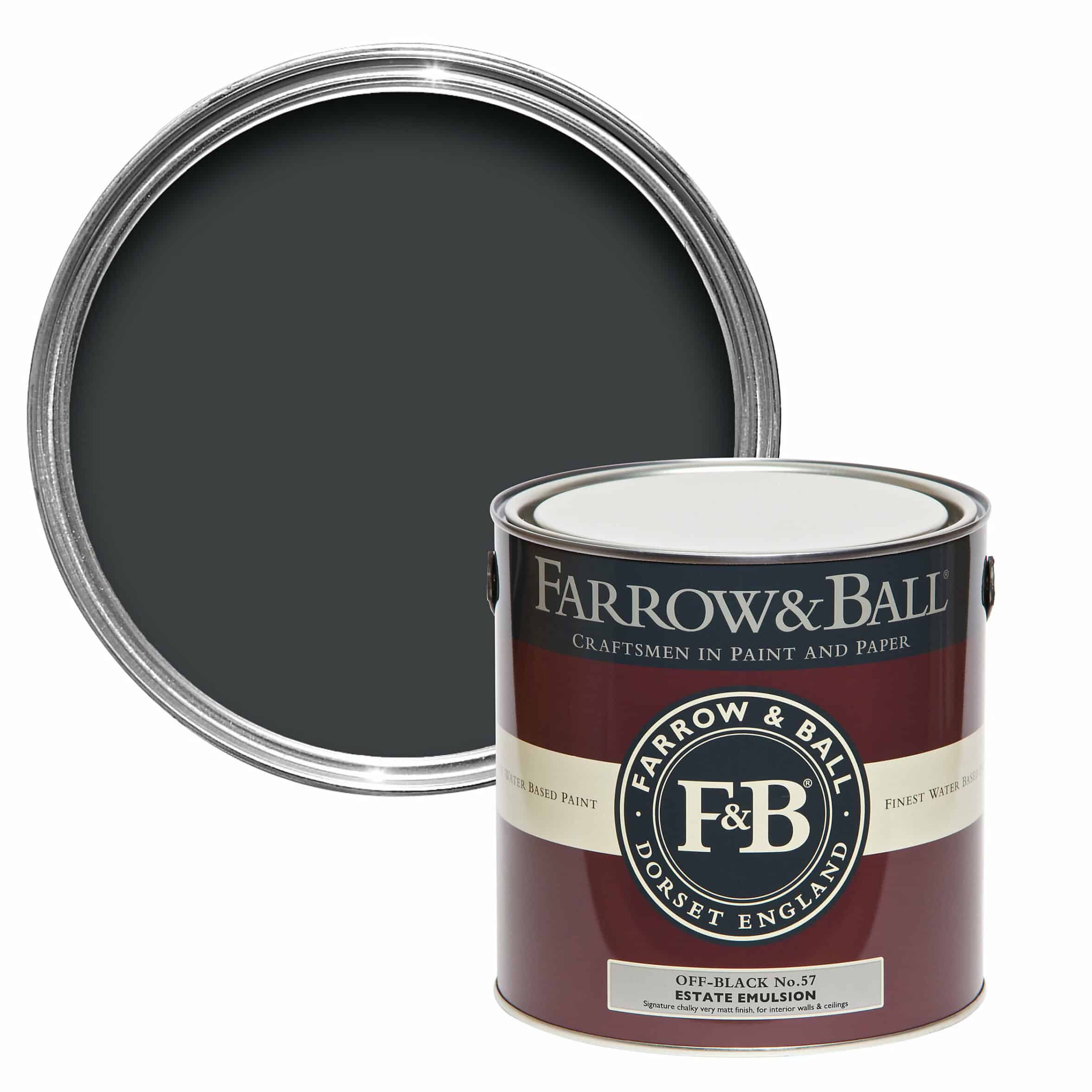 Farrow & Ball Estate Off-black No.57 Matt Emulsion paint, 2.5L-5729