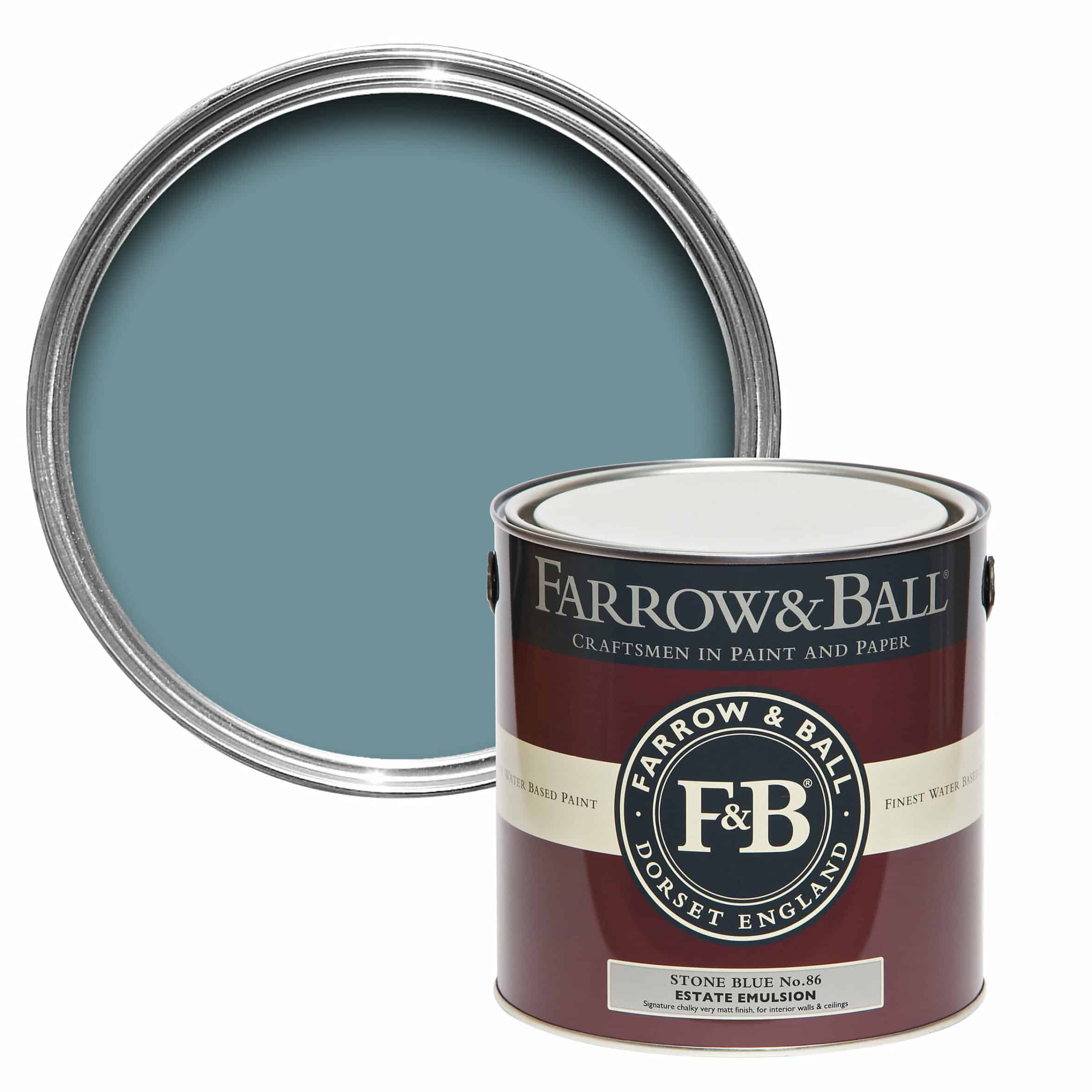 Farrow & Ball Estate Stone blue No.86 Matt Emulsion paint, 2.5L-8621