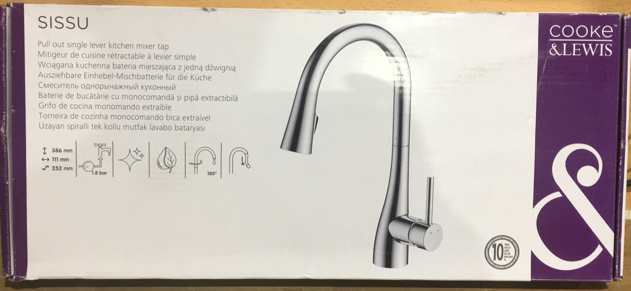 Cooke & Lewis Sissu Chrome effect Kitchen Side lever Tap 0426