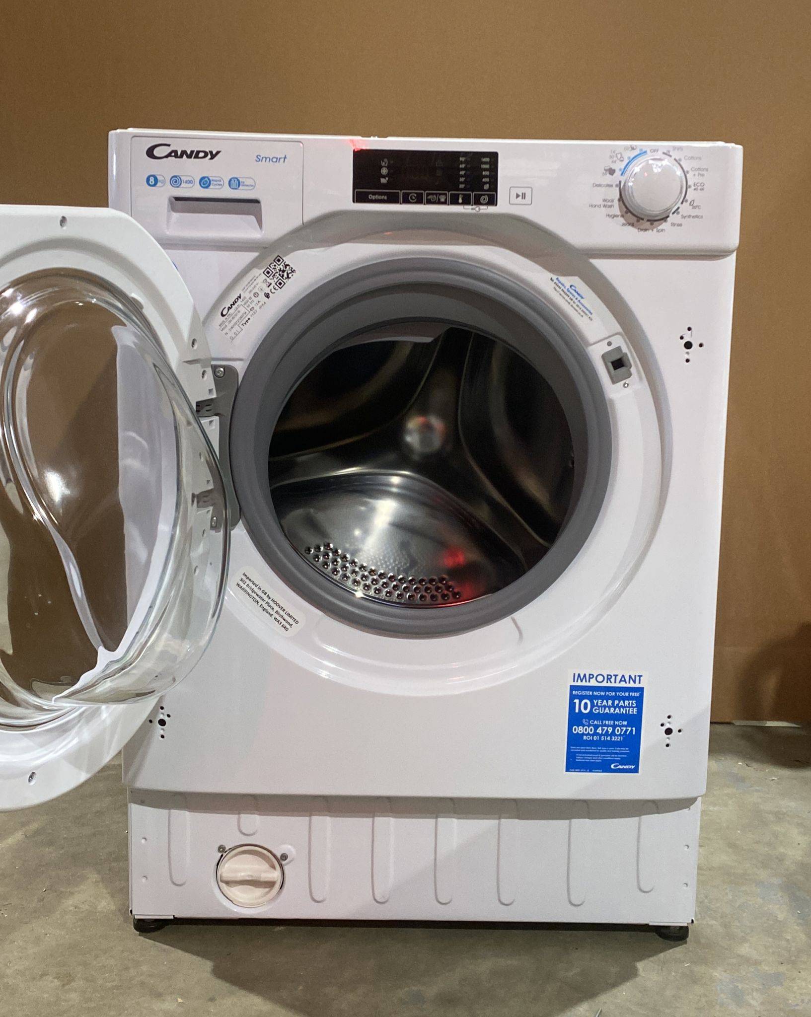Candy CBW 48D1E 8kg Load Integrated Washing Machine with 1400 rpm Spin - White 7043