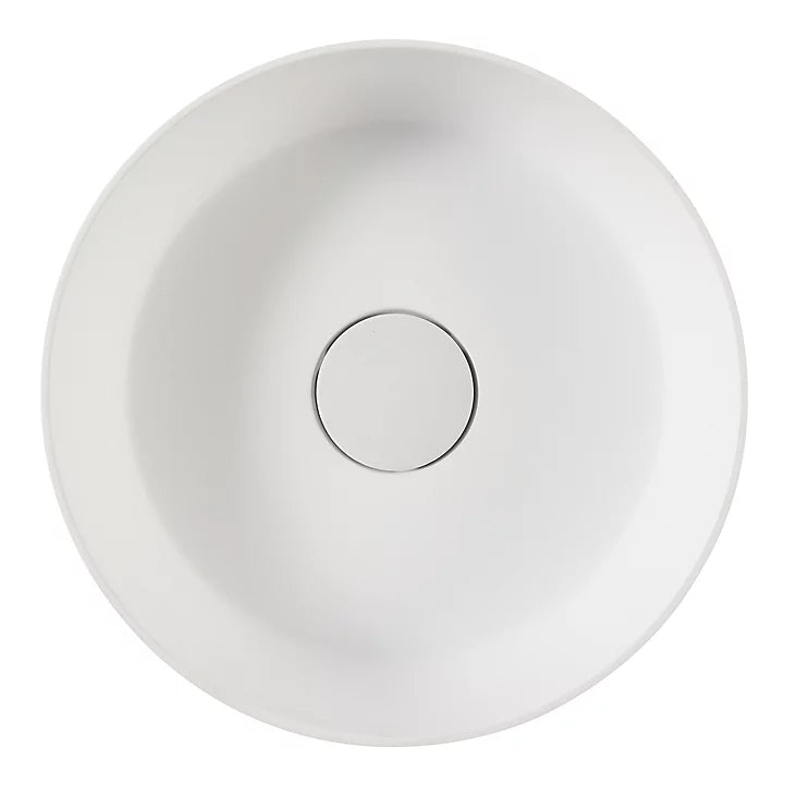 GoodHome Apanas White Round Counter-mounted Counter top Basin (W)38cm 7691