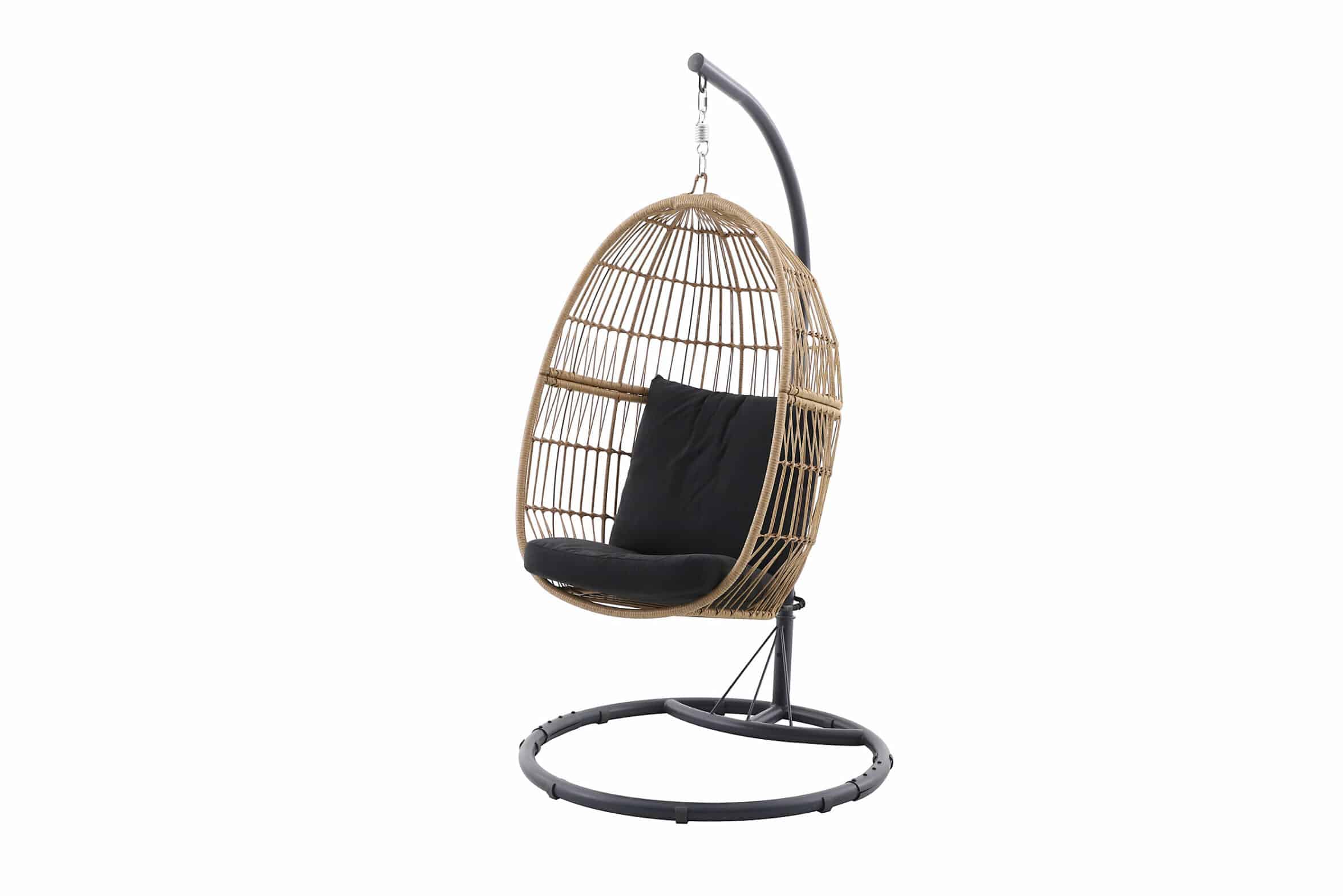 GoodHome Apolima Brown & ebony black Rattan effect Hanging egg chair 7219