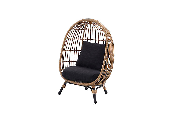 GoodHome Apolima Brown & ebony black Rattan effect Kids Egg chair - Small 9581