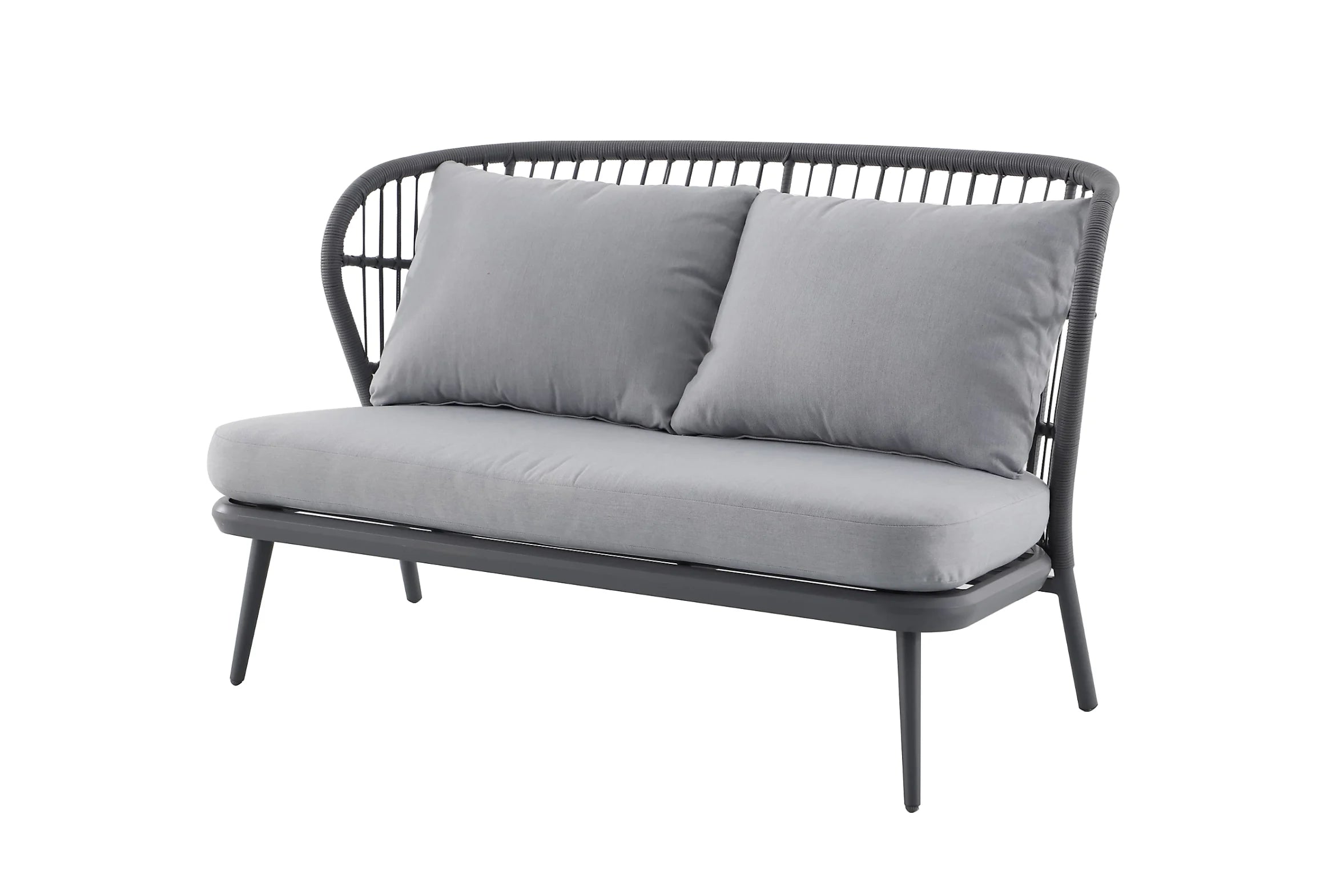 GoodHome Apolima Grey Aluminium 4 Seater Coffee set, Garden furniture set - Rattan Garden Furniture 8975
