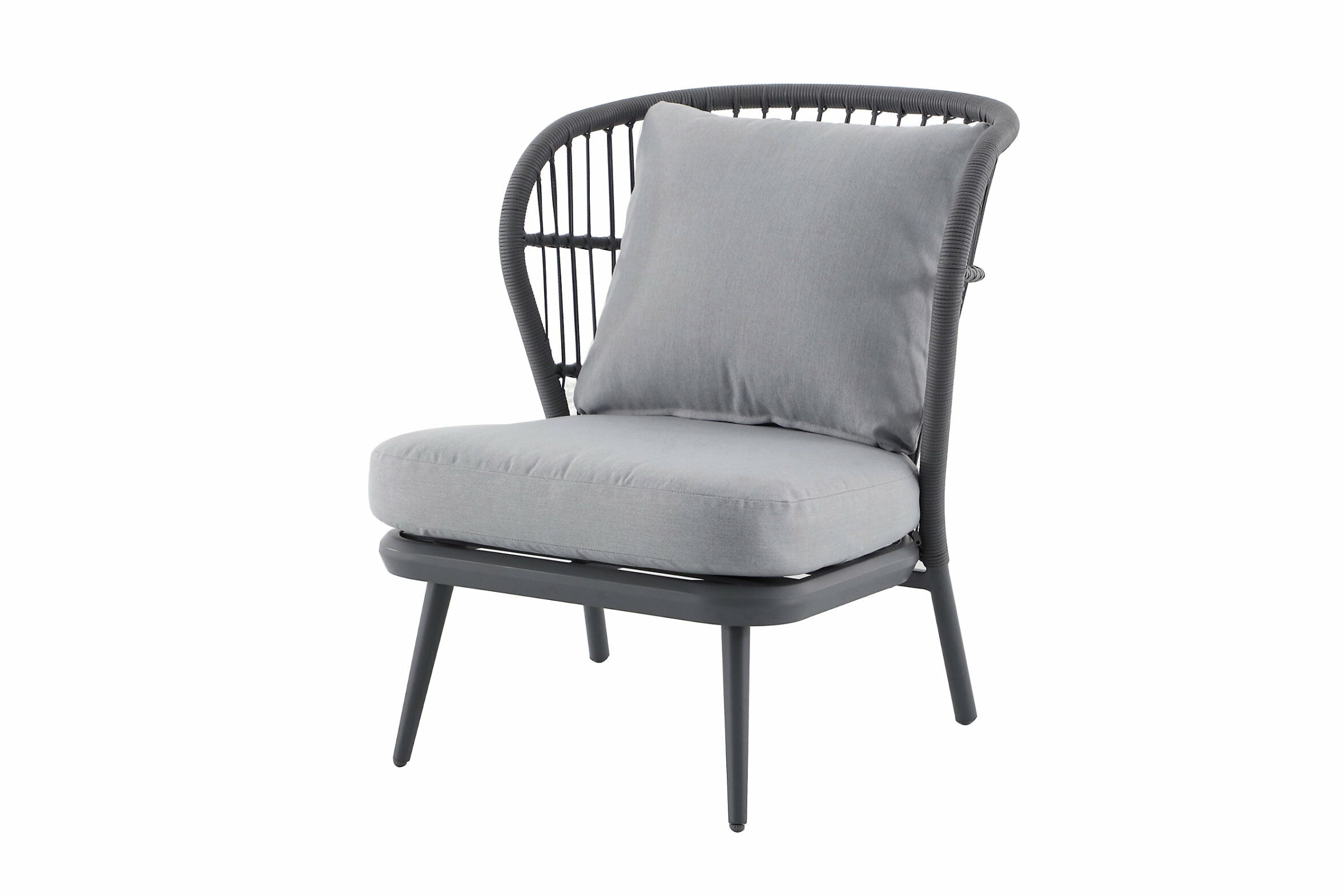 GoodHome Apolima Grey Aluminium 1 Seater Coffee set, Garden furniture set - Rattan Garden Furniture 8961