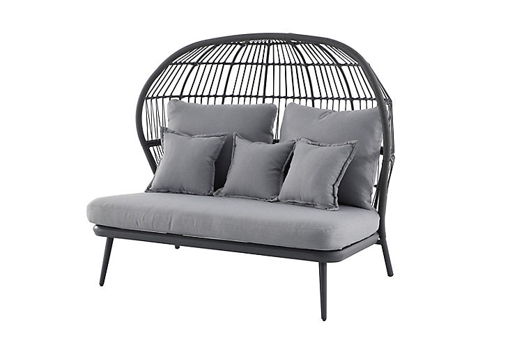 GoodHome Apolima Steel grey Rattan effect Daybed-7288