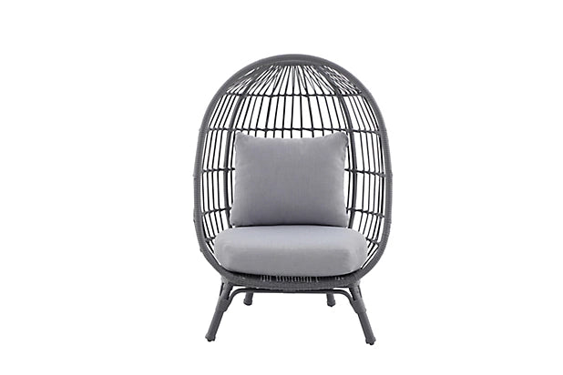 GoodHome Apolima Steel grey Rattan effect Kids Egg chair-7202