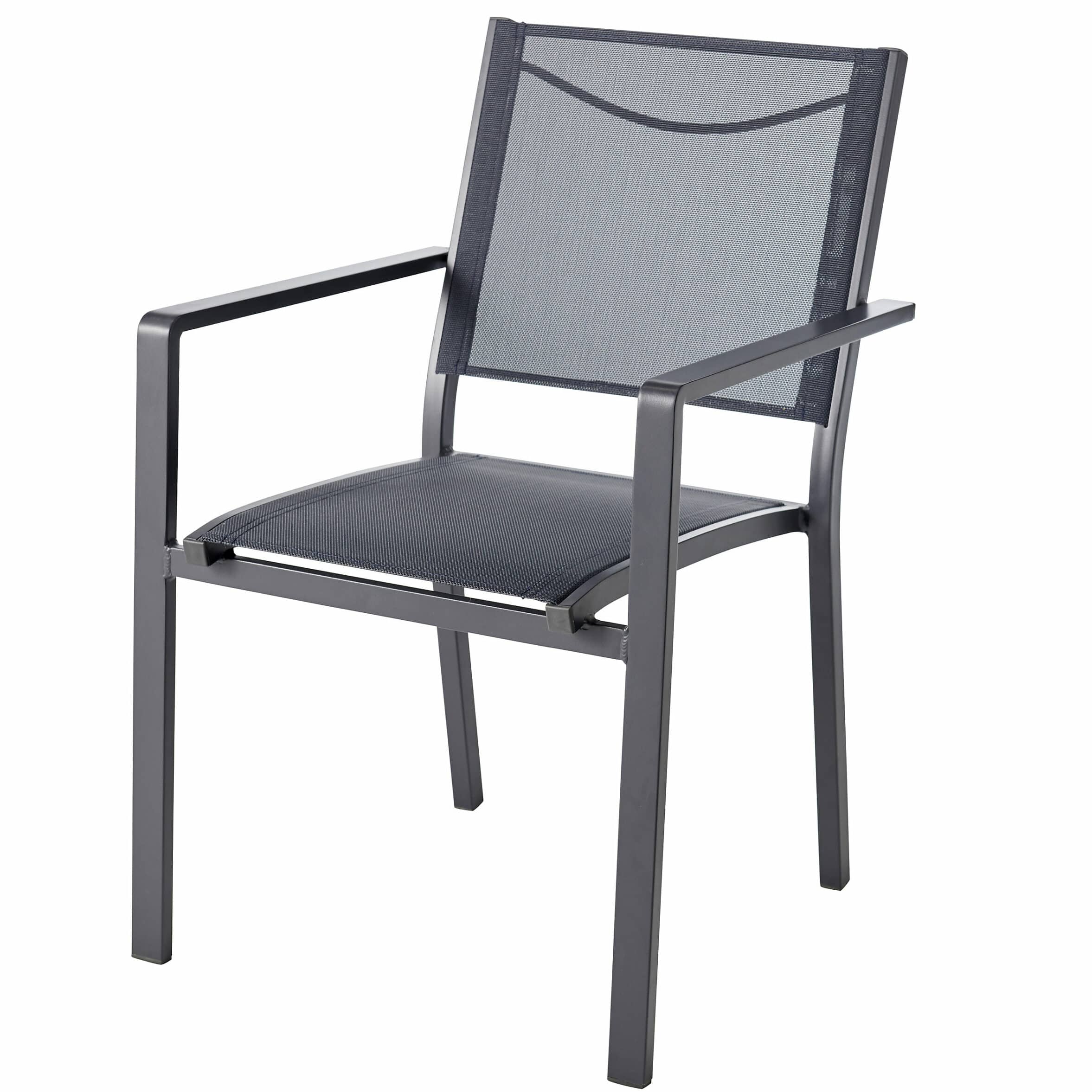 GoodHome Batz Dark Grey Metal Armchair - Garden Furniture 5443