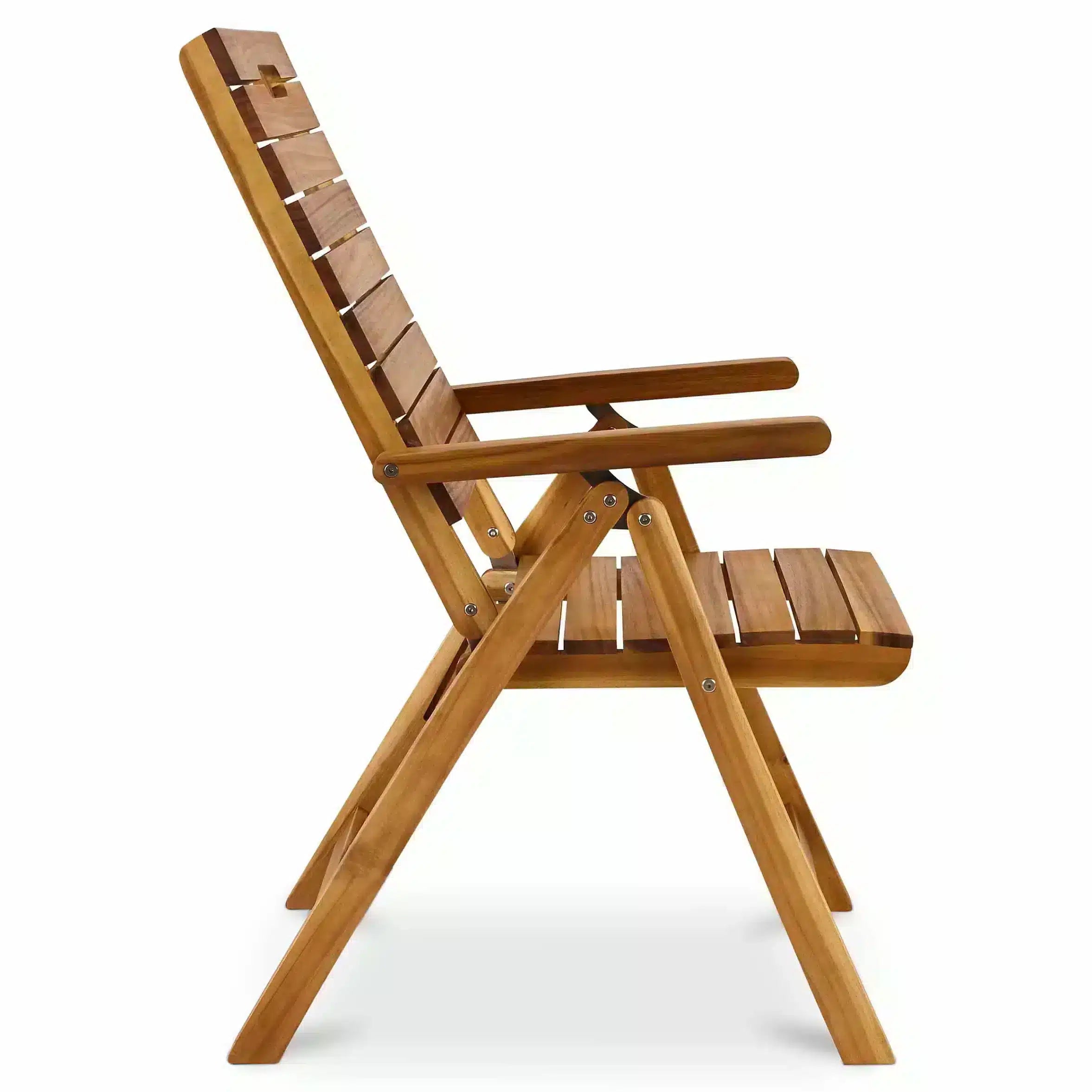 GoodHome Denia Wooden Foldable Recliner Chair Garden Chair 5988