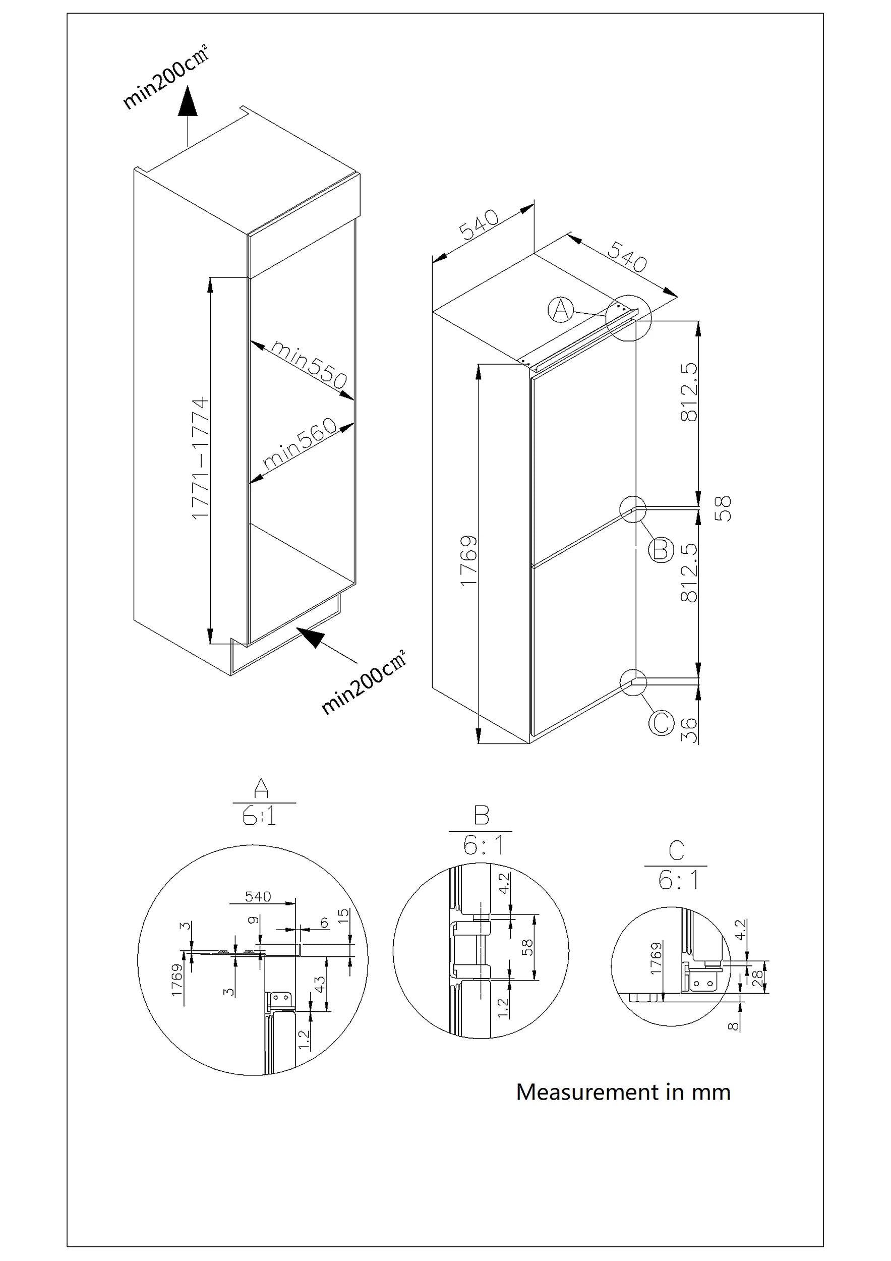 GoodHome-Automatic defrost Fridge freezer-Integrated- White-GHBI5050FFUK-50:50-2223