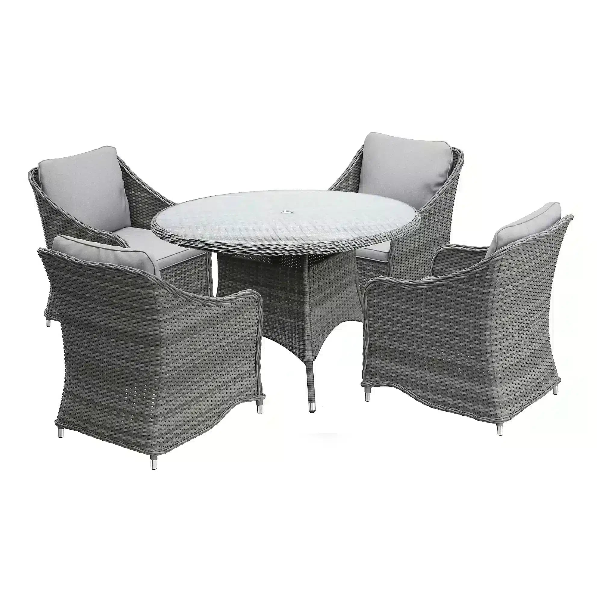 GoodHome Hamilton Rattan effect 4 seater Fixed Dining table, Rattan Garden Table 2589