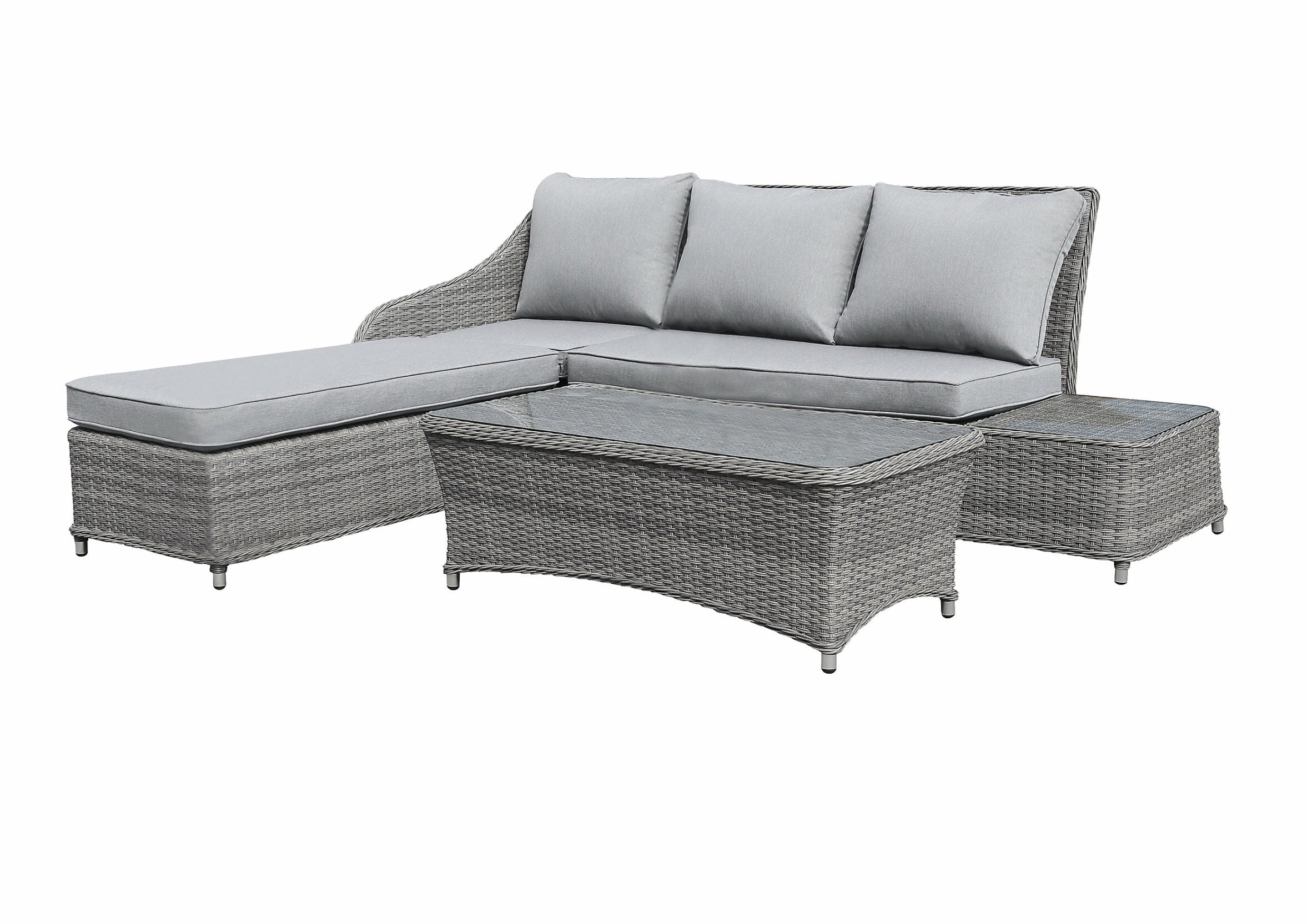 GoodHome Hamilton Steeple grey Rattan effect 5 Seater Coffee set - Rattan Garden Furniture 2619