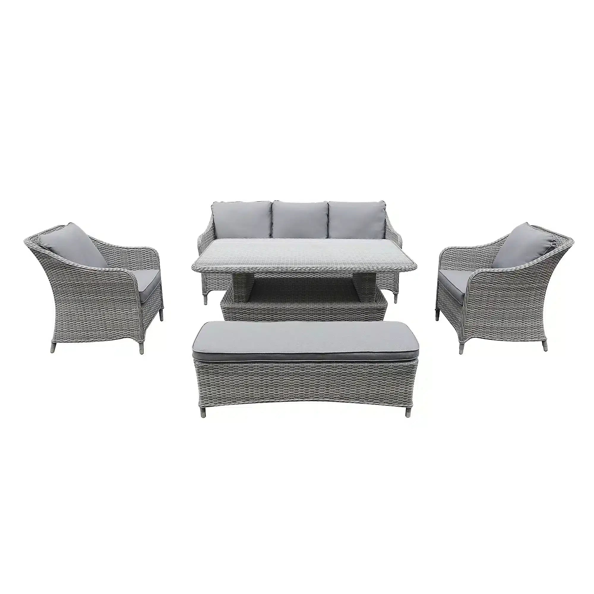 GoodHome Hamilton Steeple grey Rattan effect 7 Seater Garden furniture set - Table not included 2428