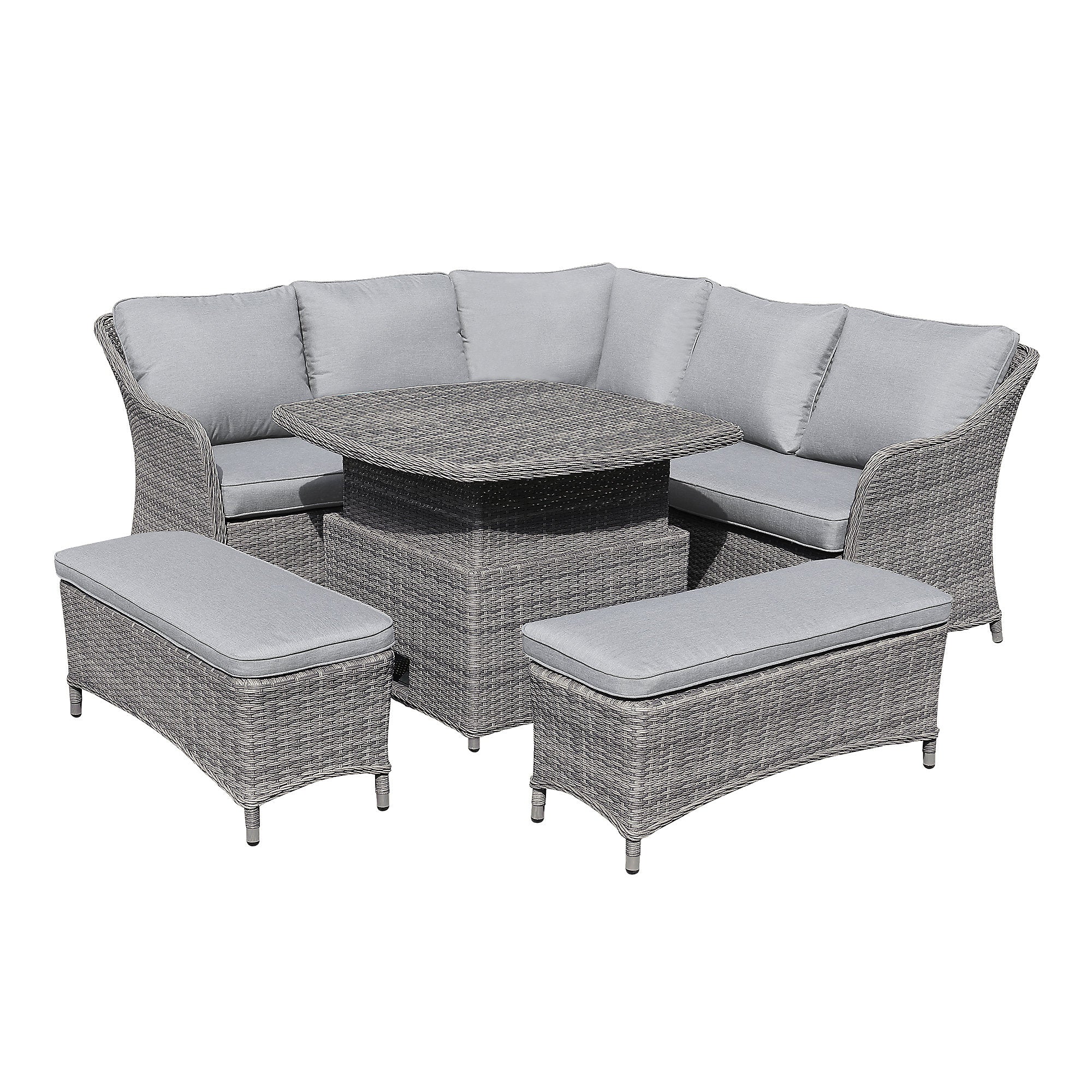GoodHome Hamilton Steeple grey Rattan effect 8 Seater Garden furniture set - No Back Cushions - No table glass
