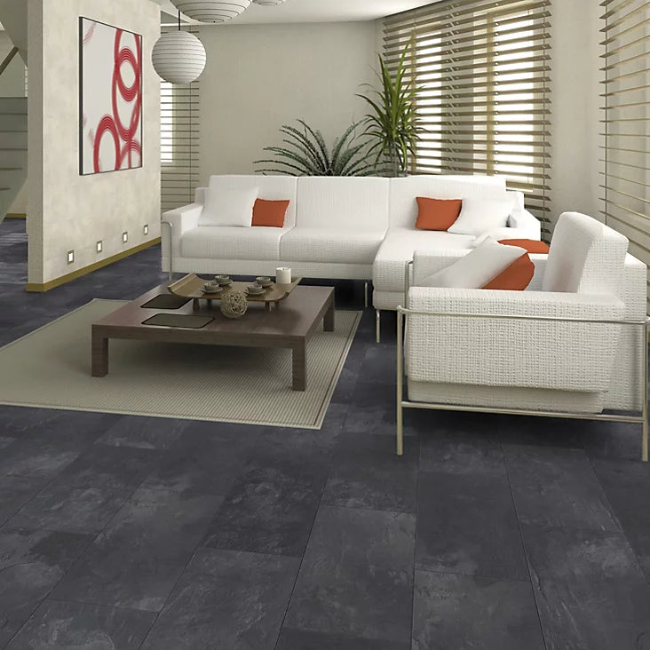 GoodHome Harmonia Black Slate effect Laminate Flooring, 2.176m²-8986