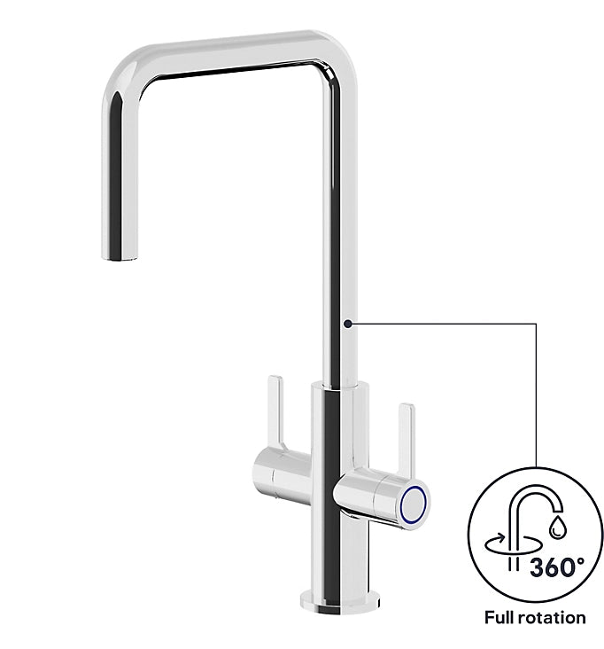 GoodHome kamut Chrome-plated Kitchen Twin lever Tap 2661NO