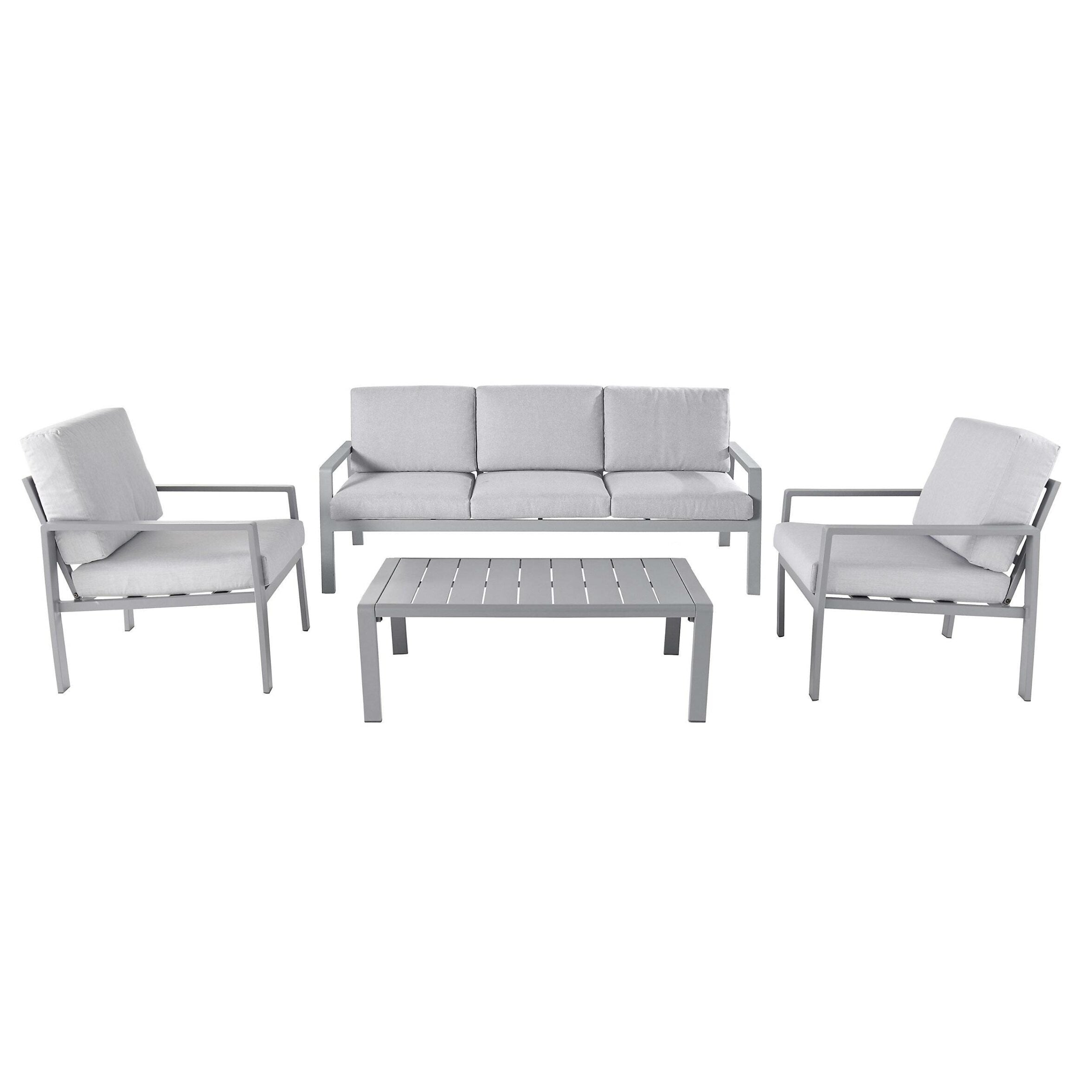GoodHome Moorea Steel grey 5 Seater Coffee set- Garden Furniture Cosmetic Mark 2865