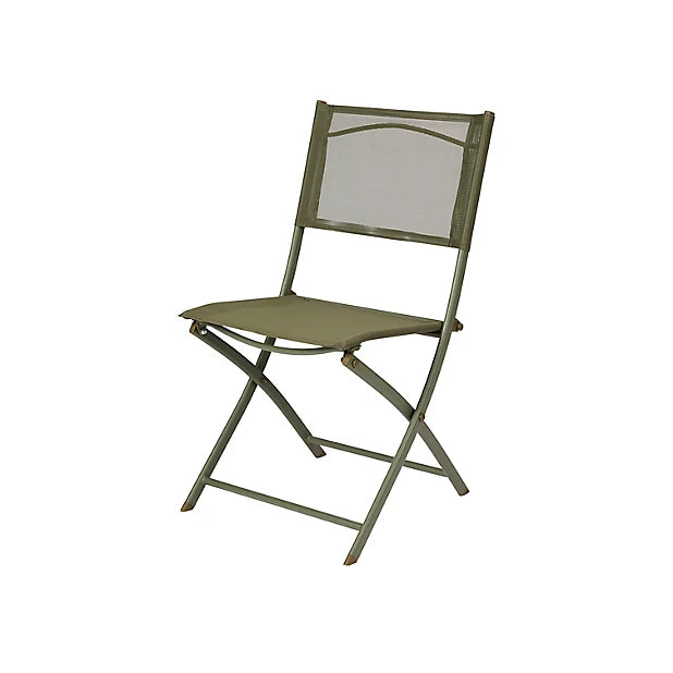 GoodHome Saba Khaki green Metal Foldable Chair-7025