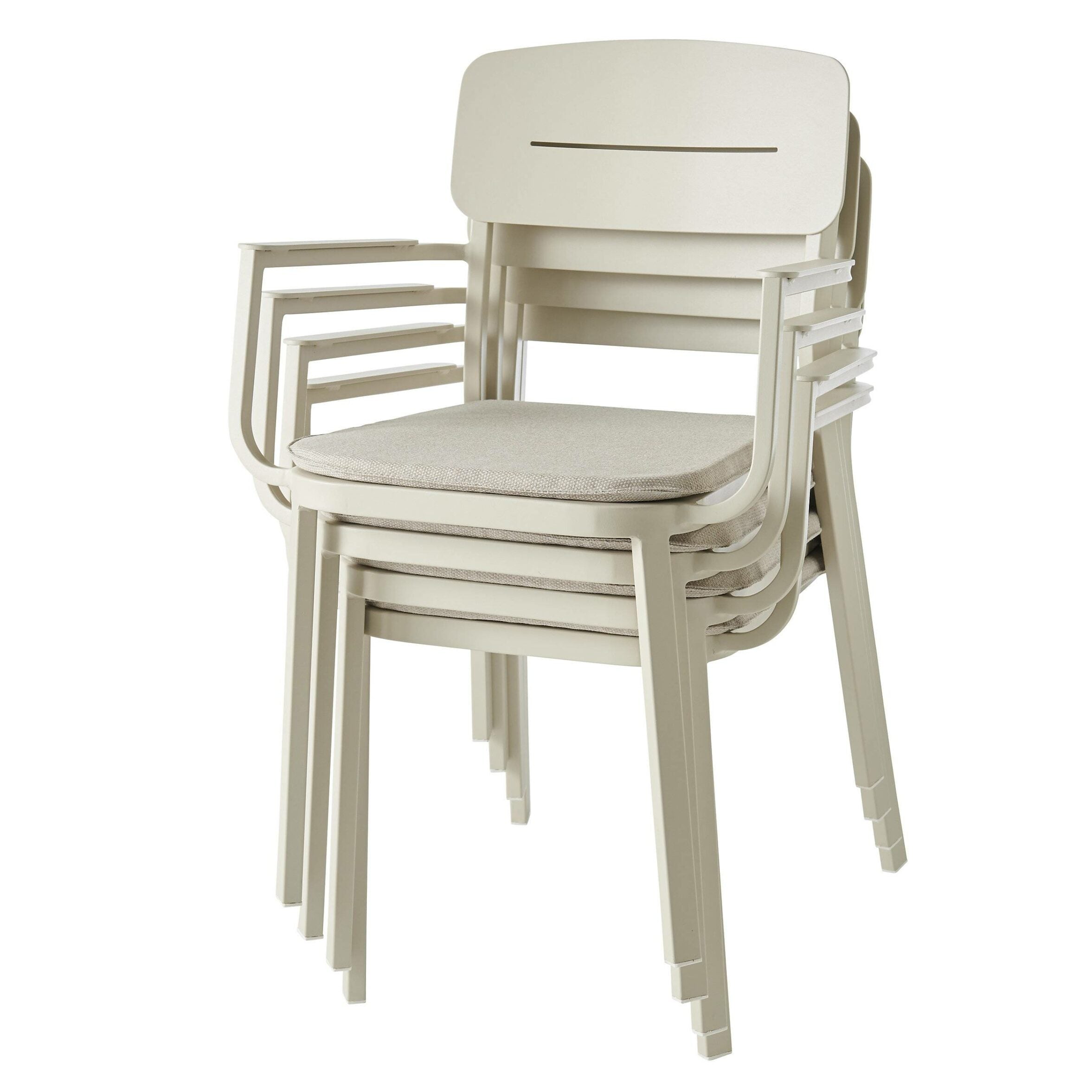 GoodHome Santorin Sand Metal Armchair Garden Furniture Without Cushion -5015