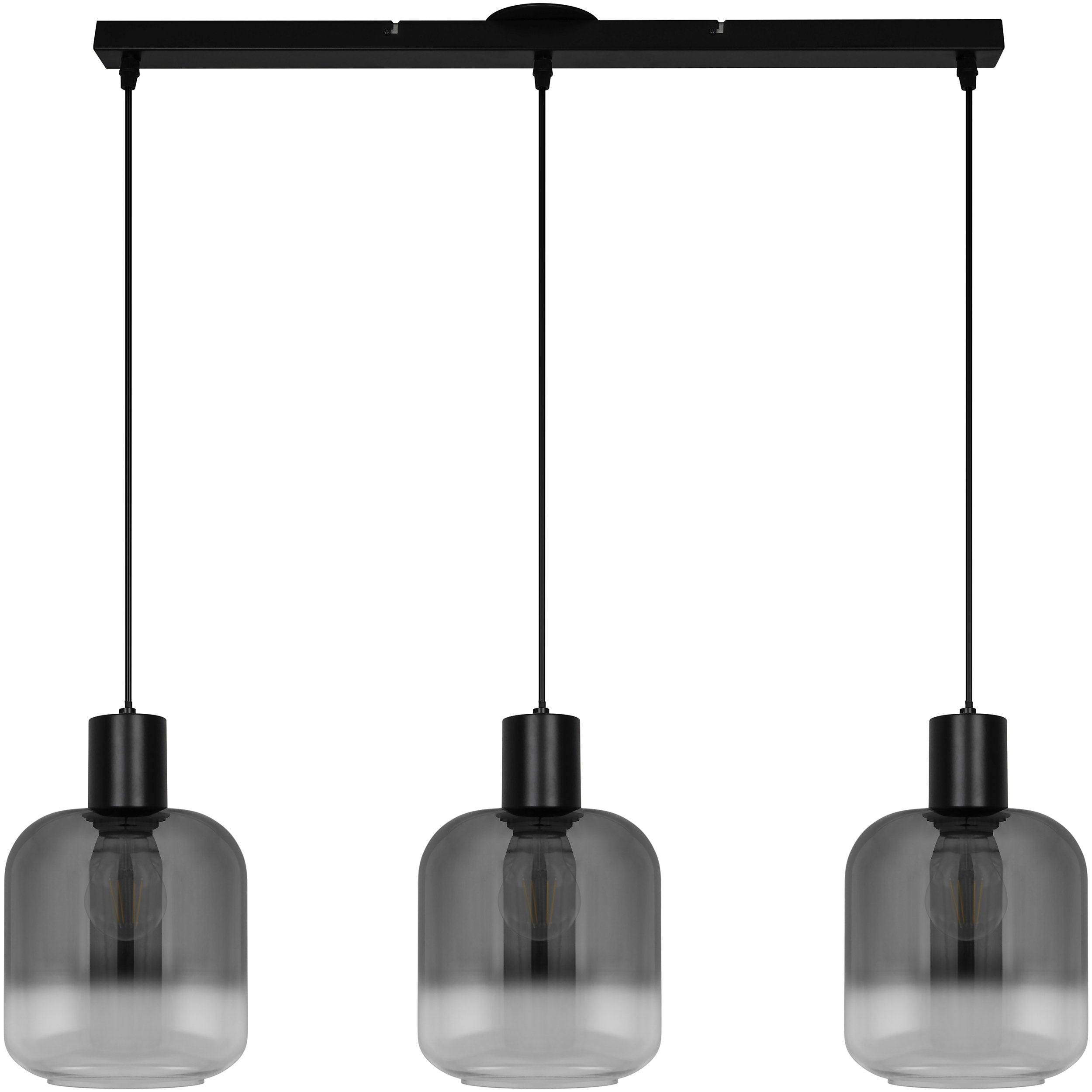 GoodHome Shepton Traditional Matt Black Smoked effect 3 Lamp Pendant ceiling light-7951