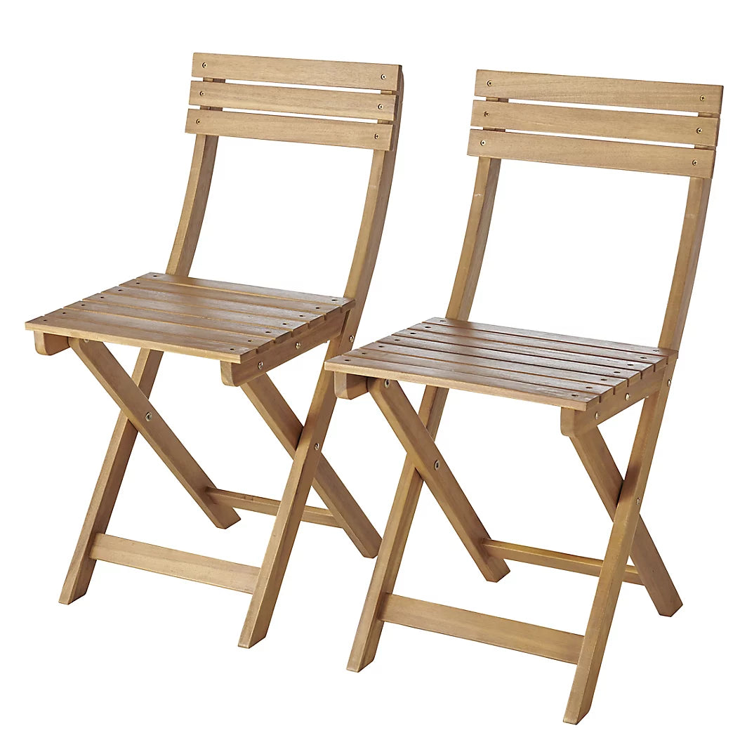 GoodHome Virginia Acacia Wooden Foldable Chair Pack of 2 Slight cosmetic 4612D