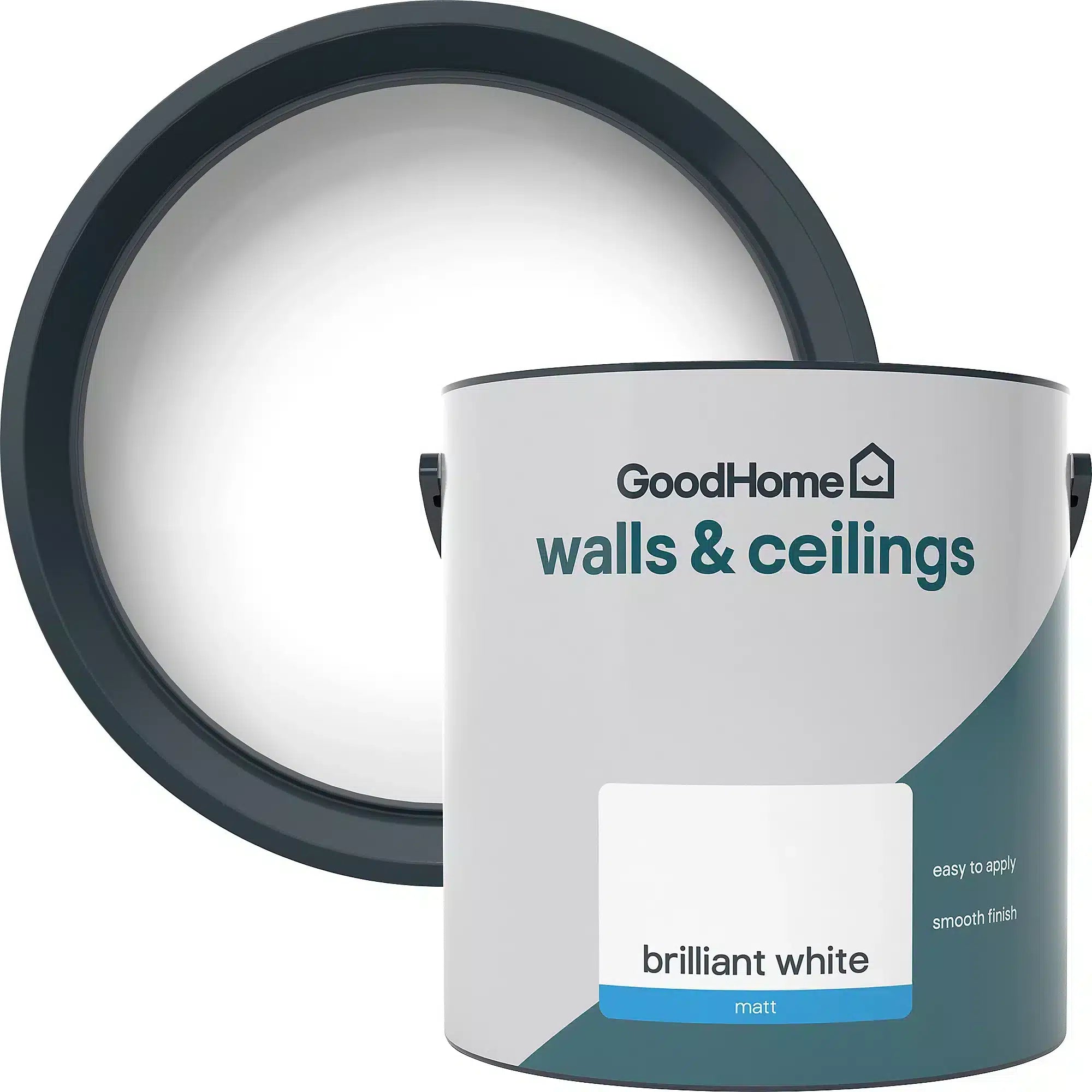 GoodHome Walls & Ceilings Brilliant white Vinyl matt Emulsion paint, 2.5L-1983