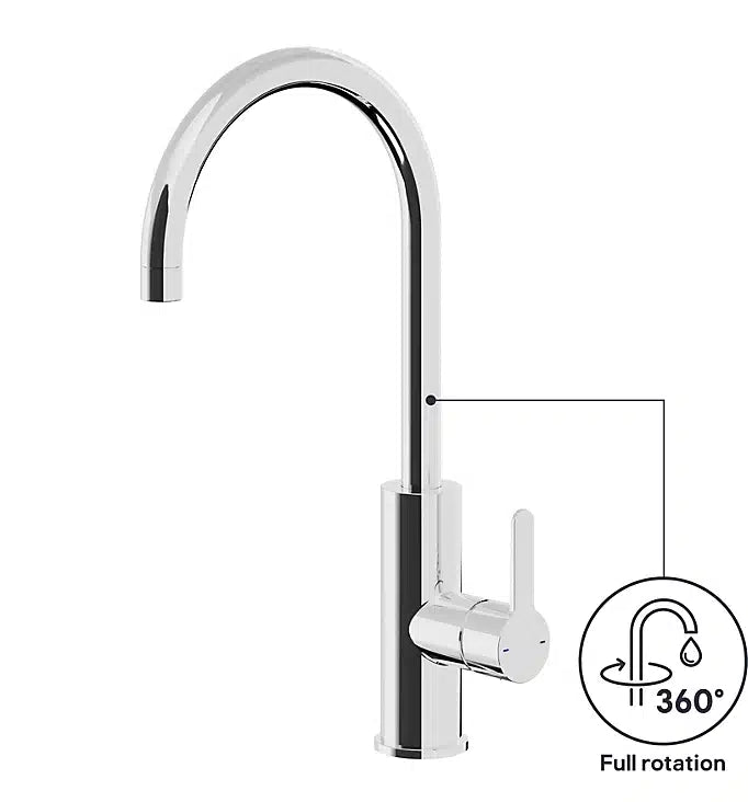GoodHome Zanthe Chrome-plated Kitchen Side lever Tap 2739