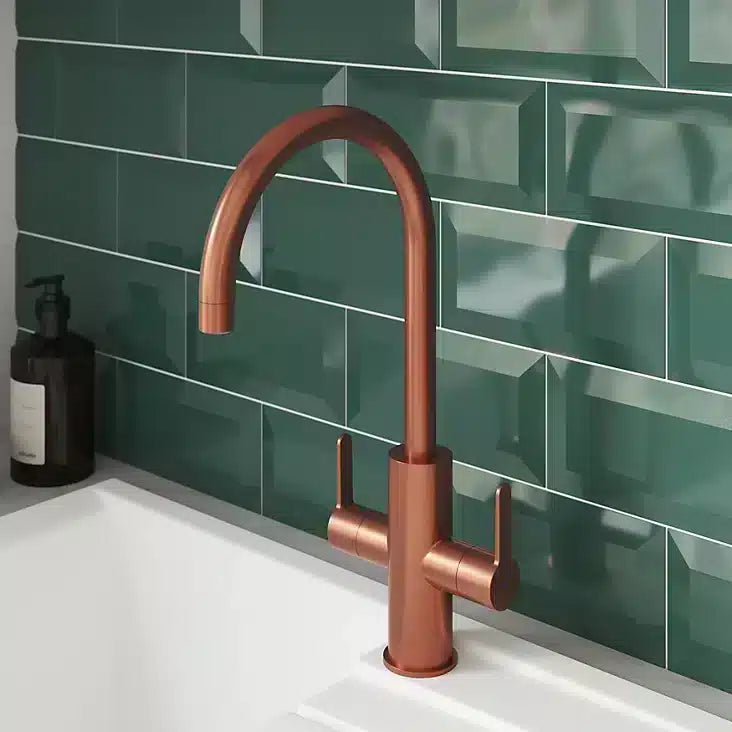 GoodHome Zanthe Copper effect Kitchen Twin lever Tap 1010