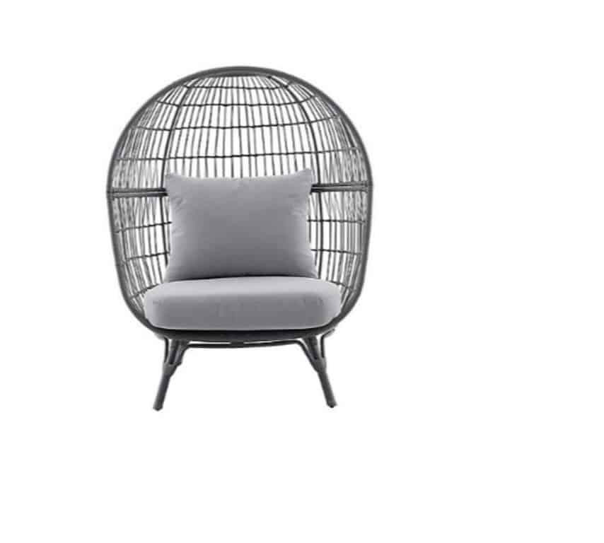 GoodHome Apolima Steel grey Rattan effect Egg chair Garden Furniture 7134