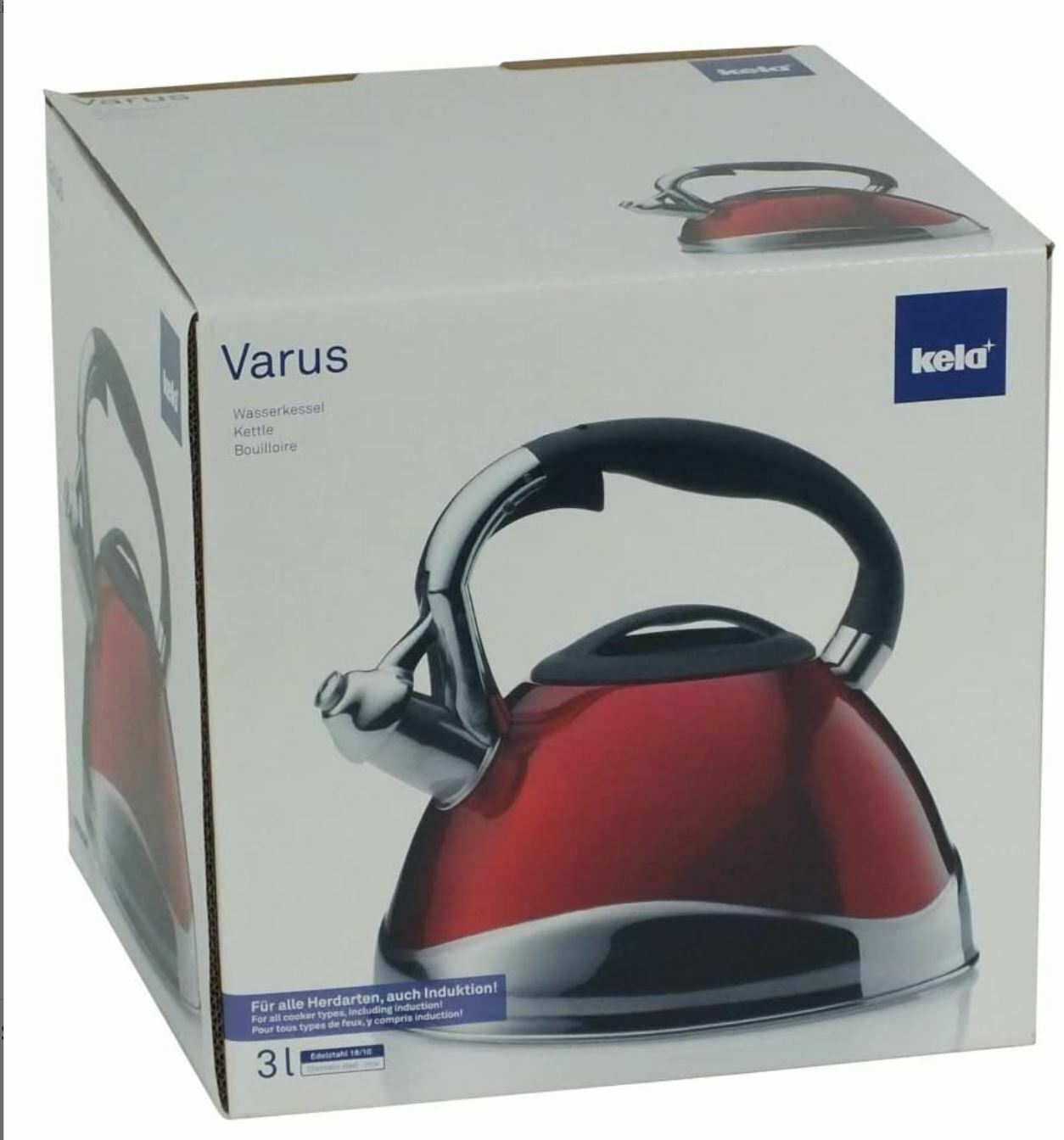 kela Kettle with Whistle- Stainless steel-18|10, Red, 22 x 22 x 21.5 cm-no-8183