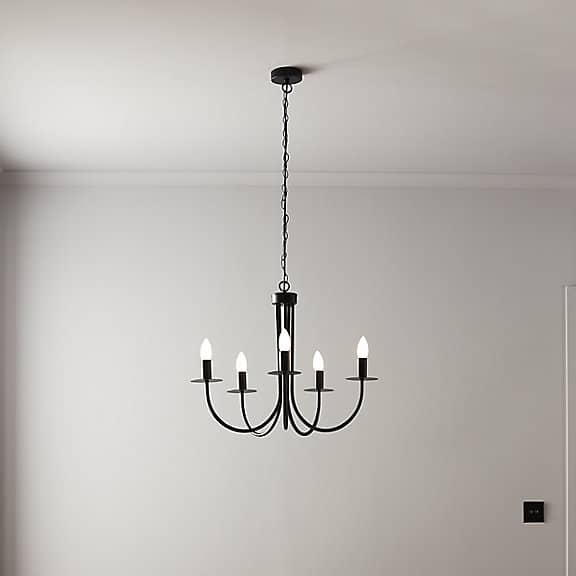 Mashatu Black 5 Lamp Pendant ceiling light, (Dia)640mm - 6861