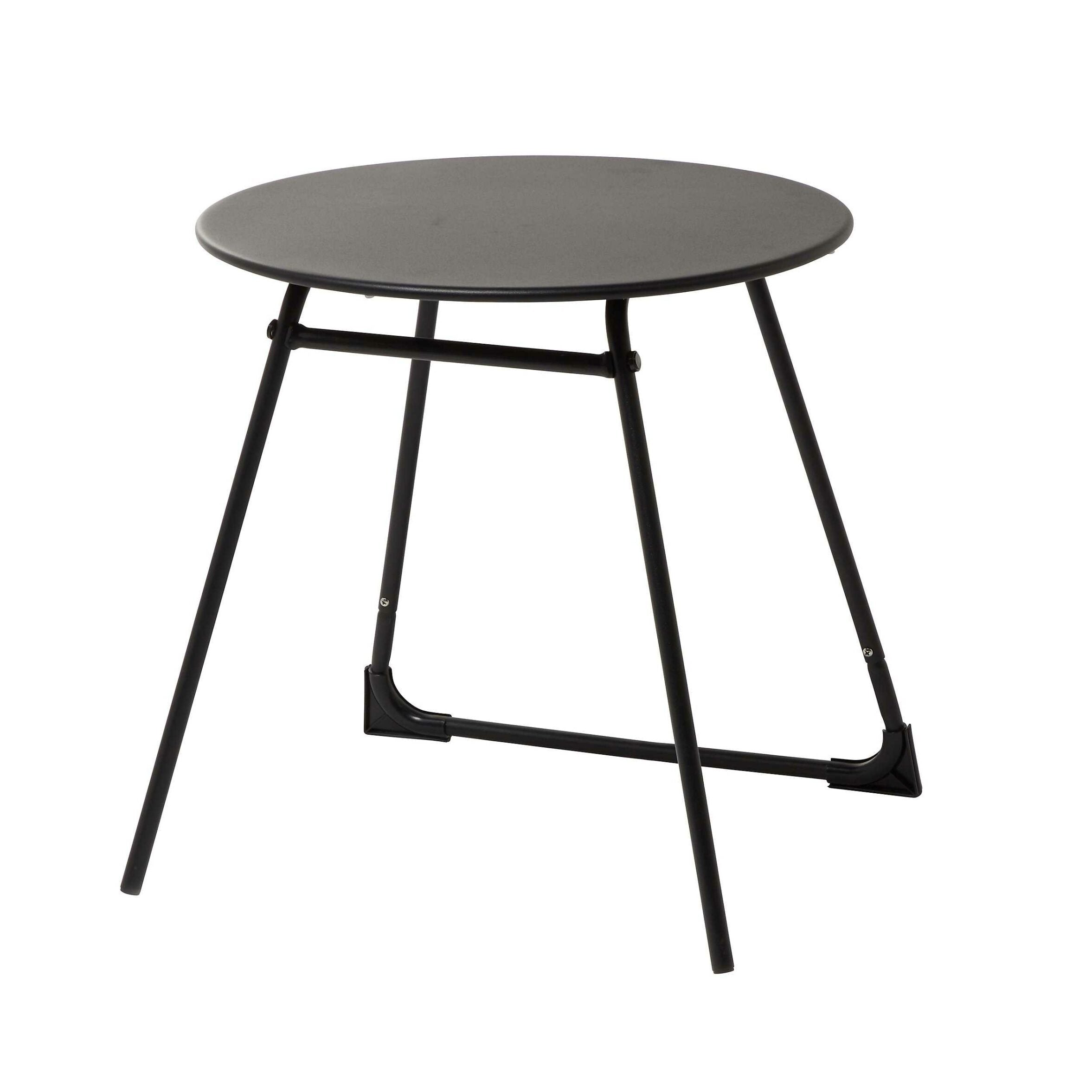 Garden Table GoodHome Morillo Metal Table Water resistant 500mm - Black Pack of 2- 4055