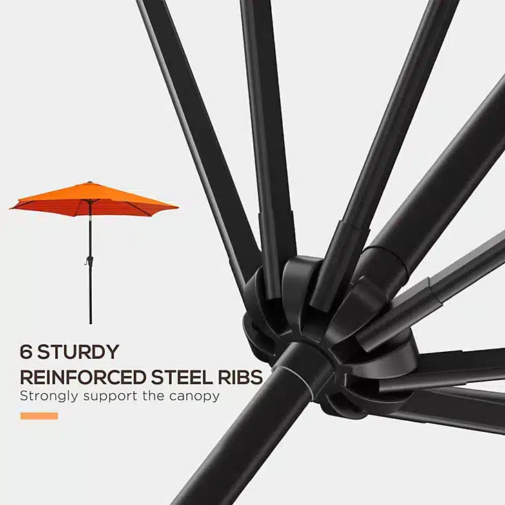 Outsunny Patio Umbrella Parasol Sun Shade Garden Aluminium Orange 2.7M 0614