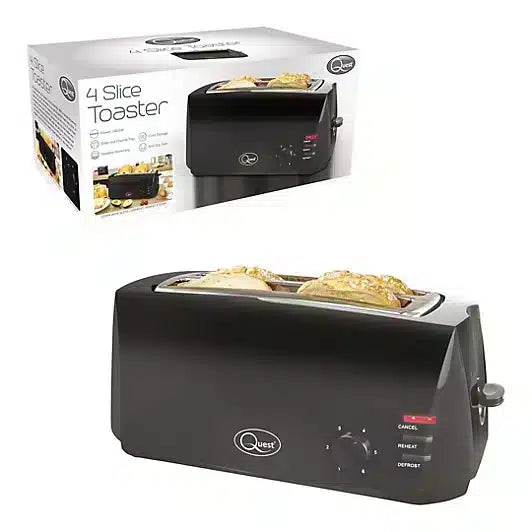 Quest 35069 Black 4 Slice Toaster 0697