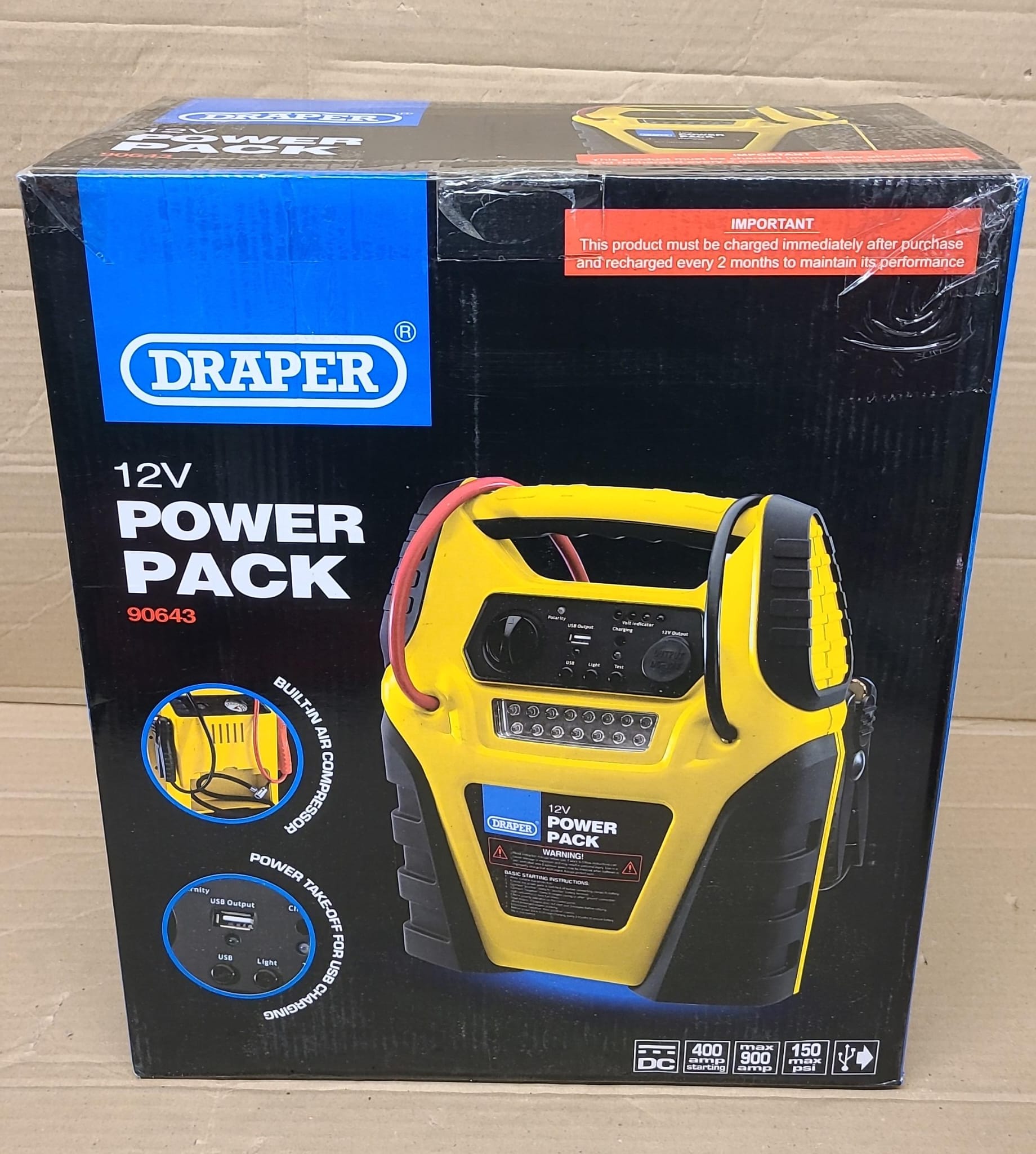 Draper 90643 12V Power Pack Jump Starter-1509