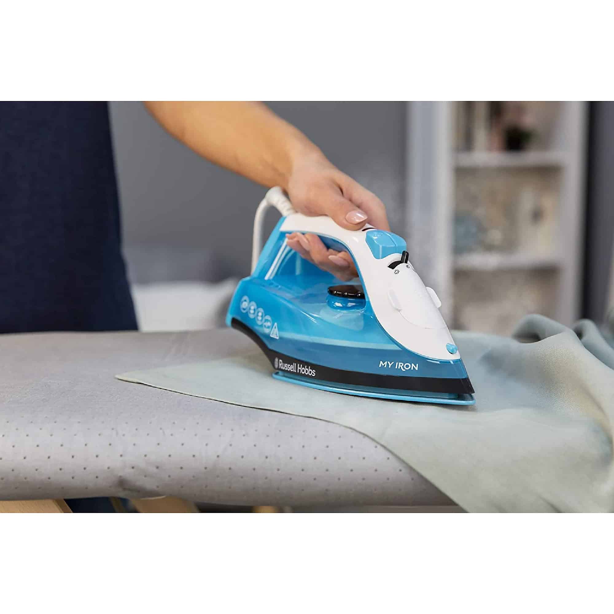 Russell Hobbs 25580 My Iron Steam Iron 1800W, 0.26L Water Tank - Blue and White-1138