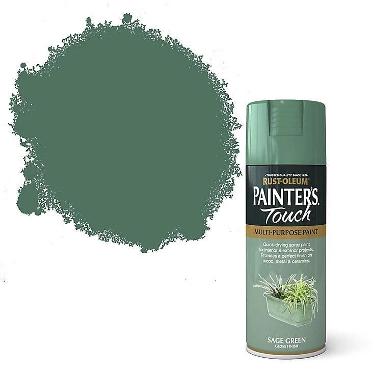 Rust-Oleum Painter's Touch Sage green Gloss Multi-surface Decorative spray paint, 400ml- 0275