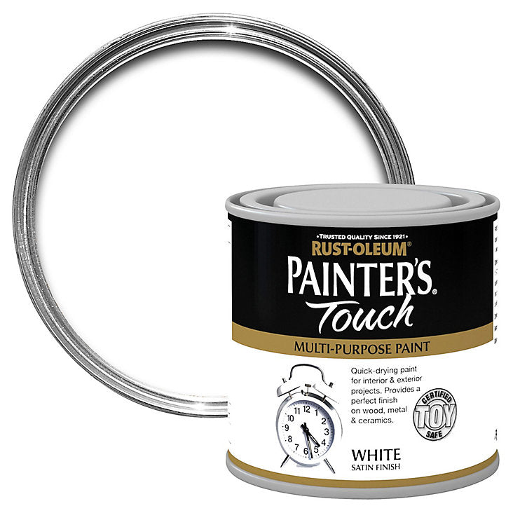 Rust-Oleum Painter's Touch White Satinwood Multi-surface paint, 250ml-0458